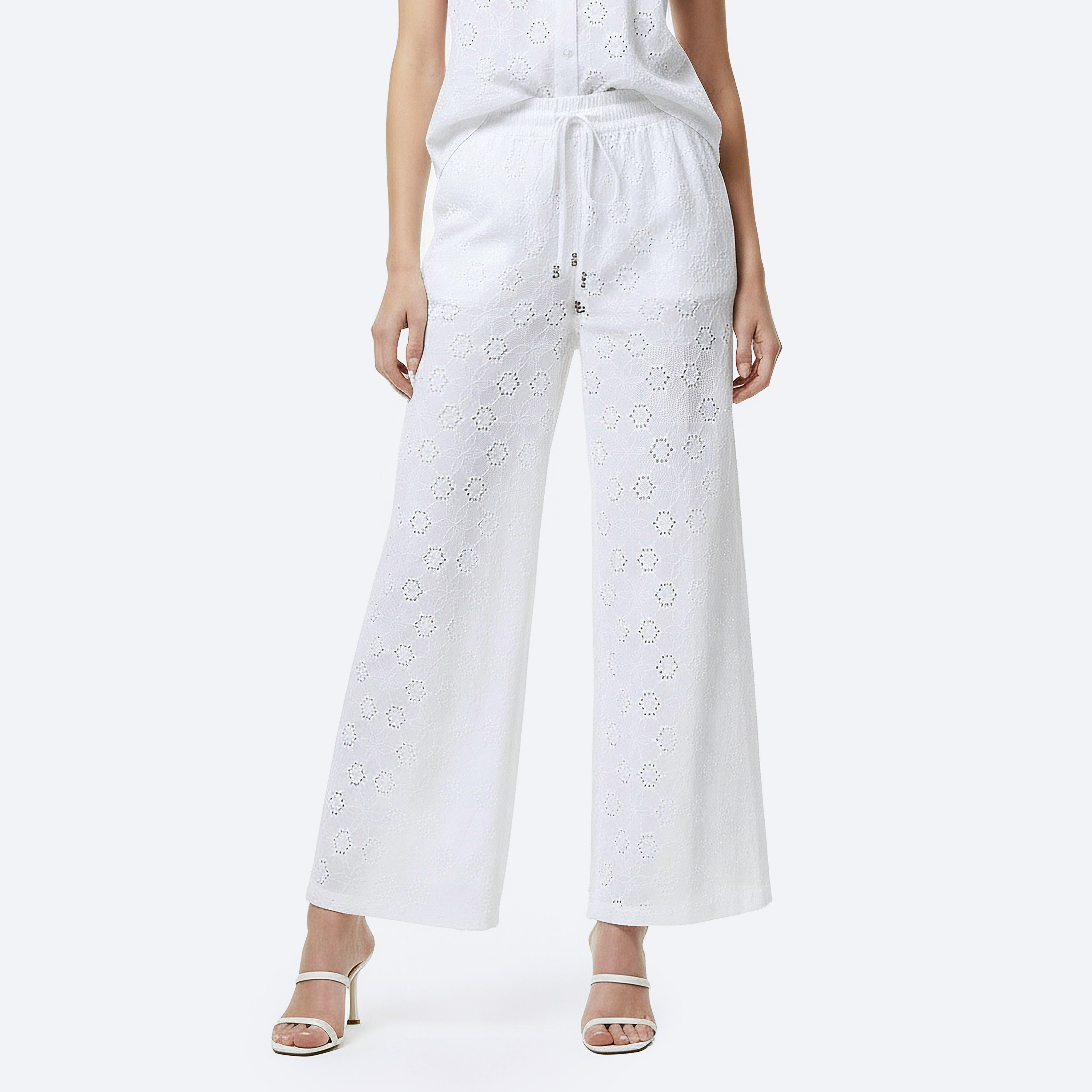 Mid-Rise Schiffli Embroidered Cotton Wide Leg Trousers-women-clothing-coordsets-image-6