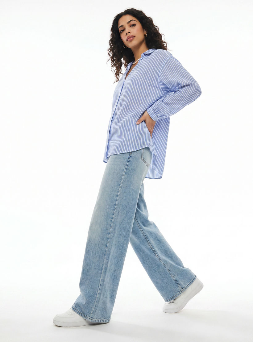 قميص قطن مخطط بأكمام منسدلة-women-clothing-shirtsandblouses-shirts-image-3