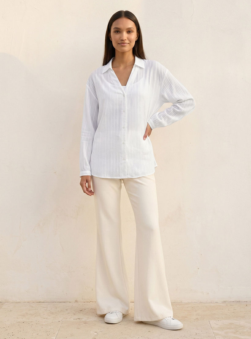 Cotton Striped Shirt with Dropped Sleeves-women-clothing-shirtsandblouses-shirts-image-3