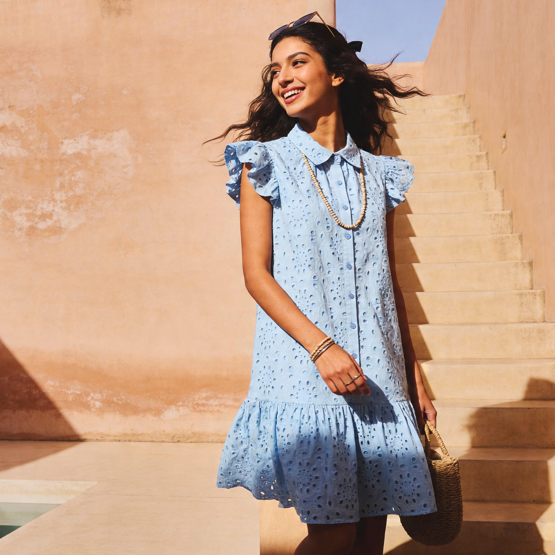 فستان إيه لاين قطن بطول الركبة وتطريز شيفلي-women-clothing-dresses-image-1