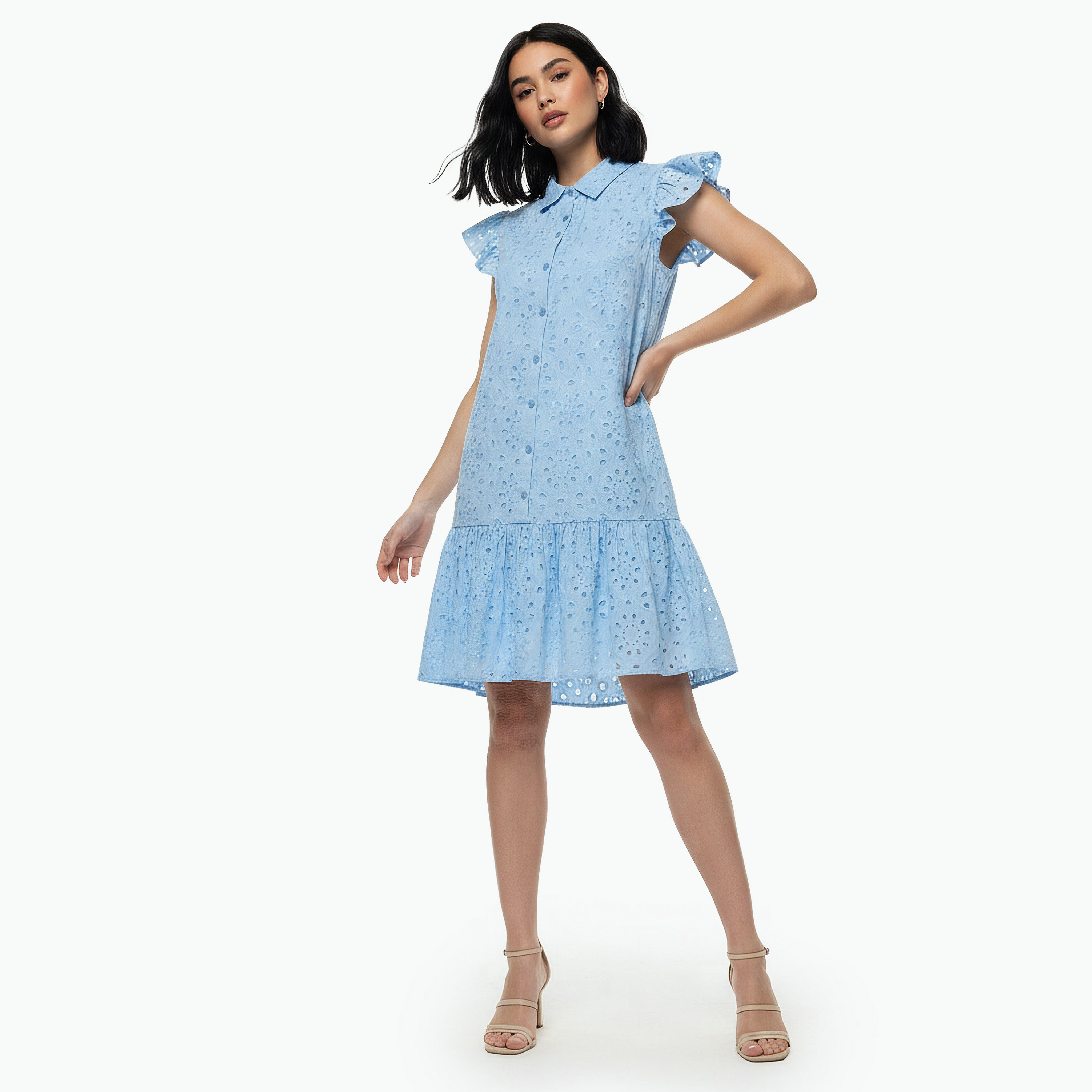 فستان إيه لاين قطن بطول الركبة وتطريز شيفلي-women-clothing-dresses-image-3