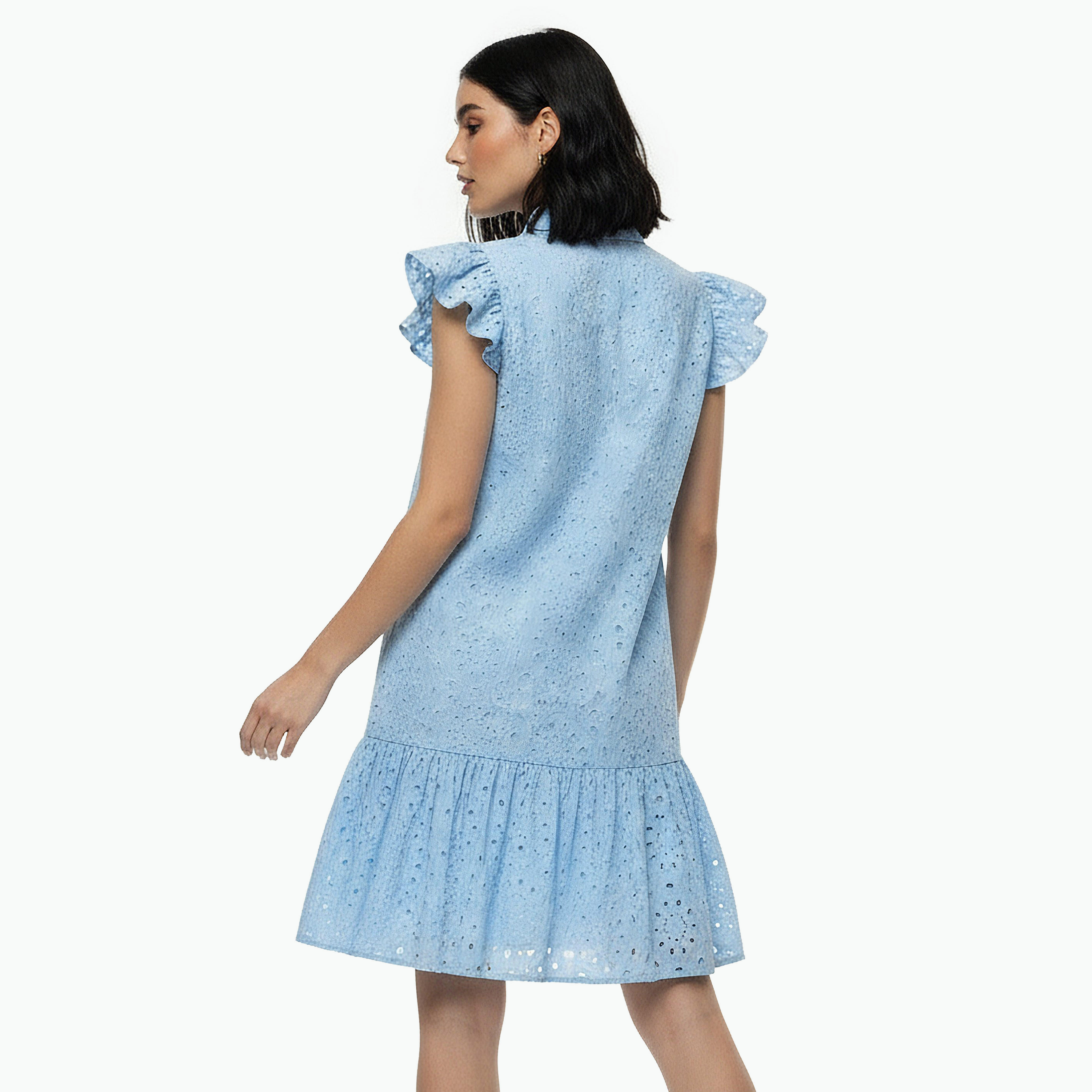 فستان إيه لاين قطن بطول الركبة وتطريز شيفلي-women-clothing-dresses-image-4