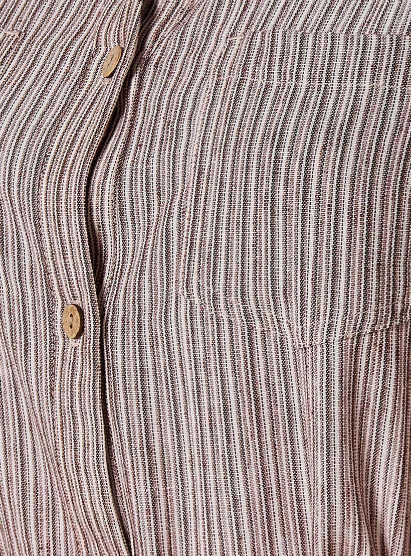 فستان قميص نسائي مقلم بحزام أنيق-women-clothing-dresses-image-2