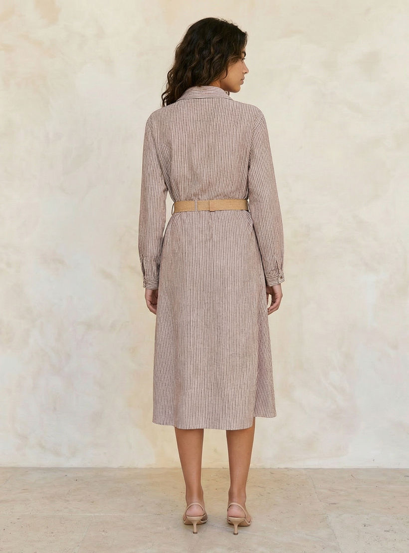 Striped Women Shirt Dress Belted-women-clothing-dresses-image-4