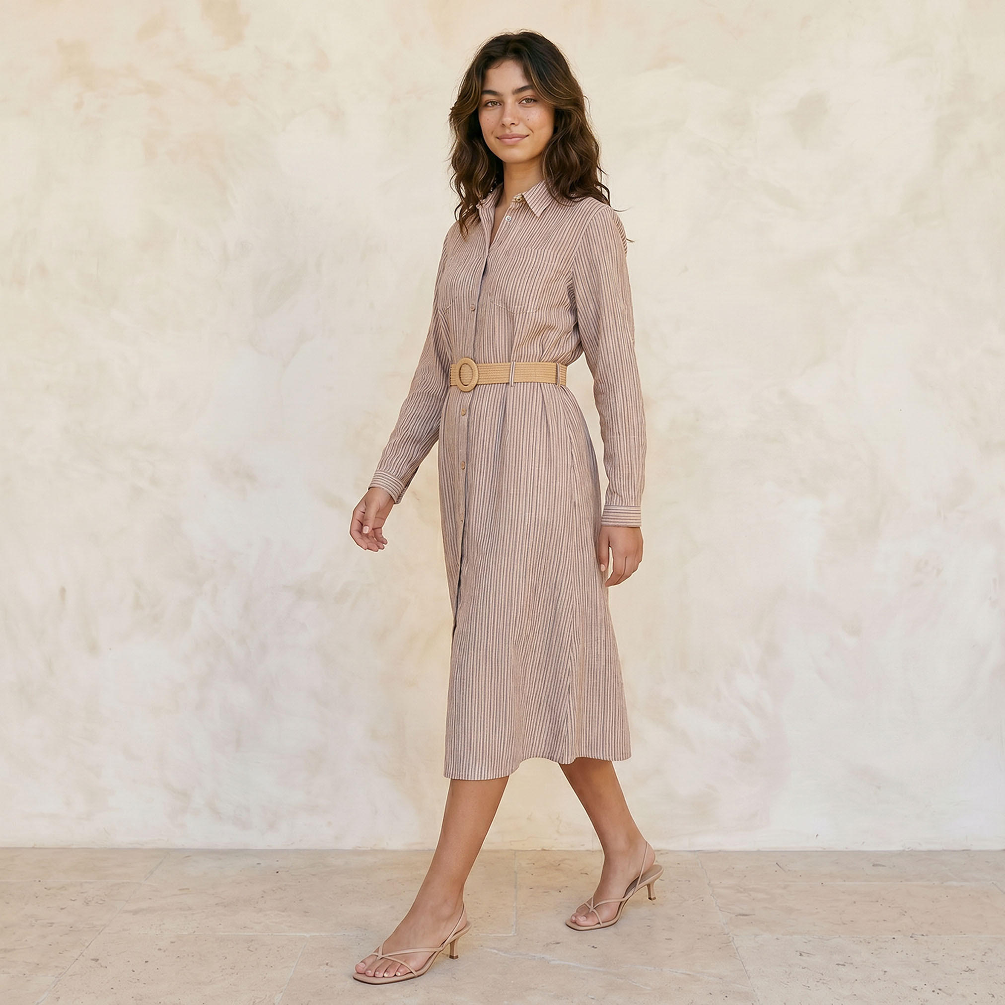 Striped Women Shirt Dress Belted-women-clothing-dresses-image-3