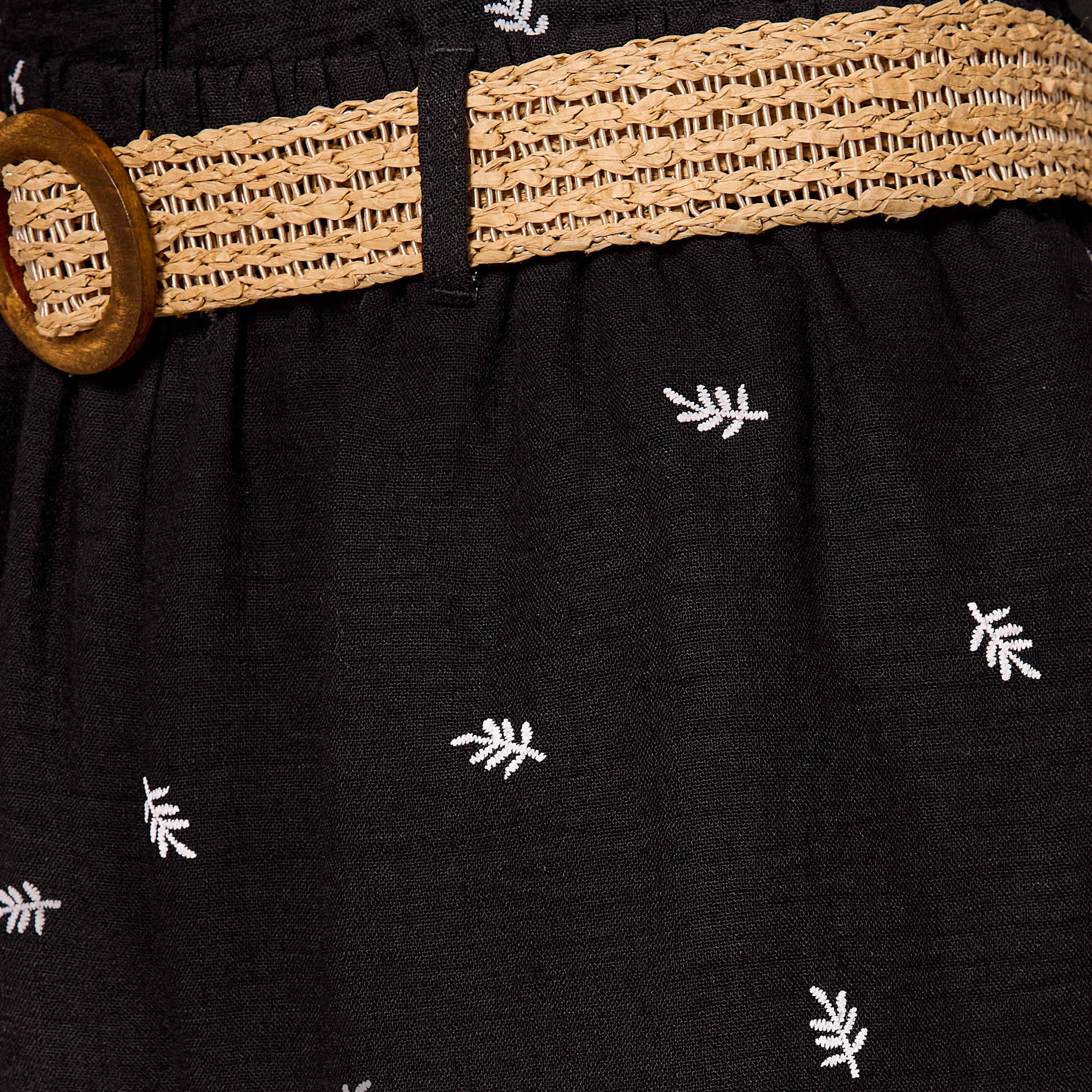 Mid-Rise Leaf Embroidered Belted Wide Leg Trousers-women-clothing-bottoms-trousers-image-2