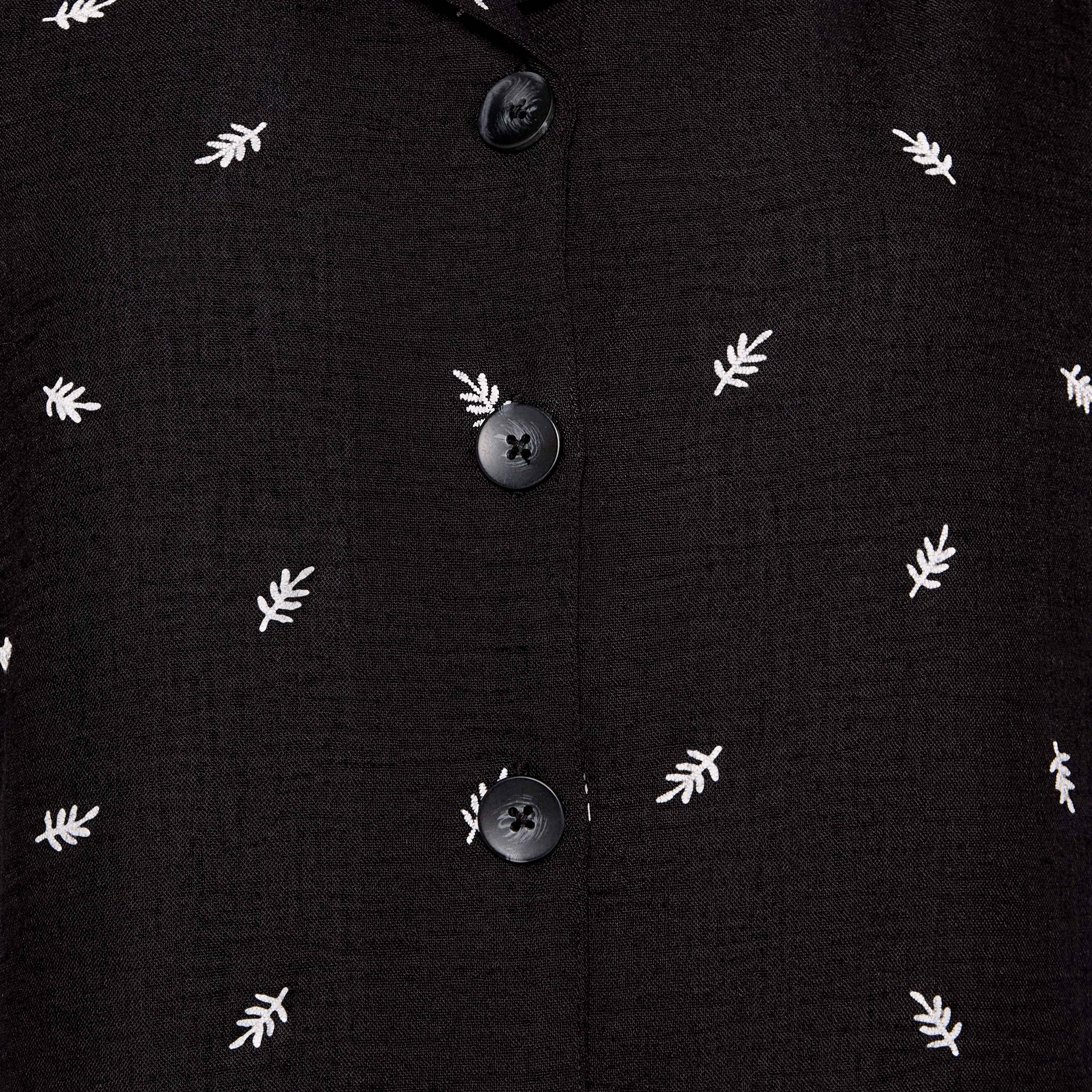 Leaf Embroidered Shirt with Short Sleeves-women-clothing-shirtsandblouses-shirts-image-2