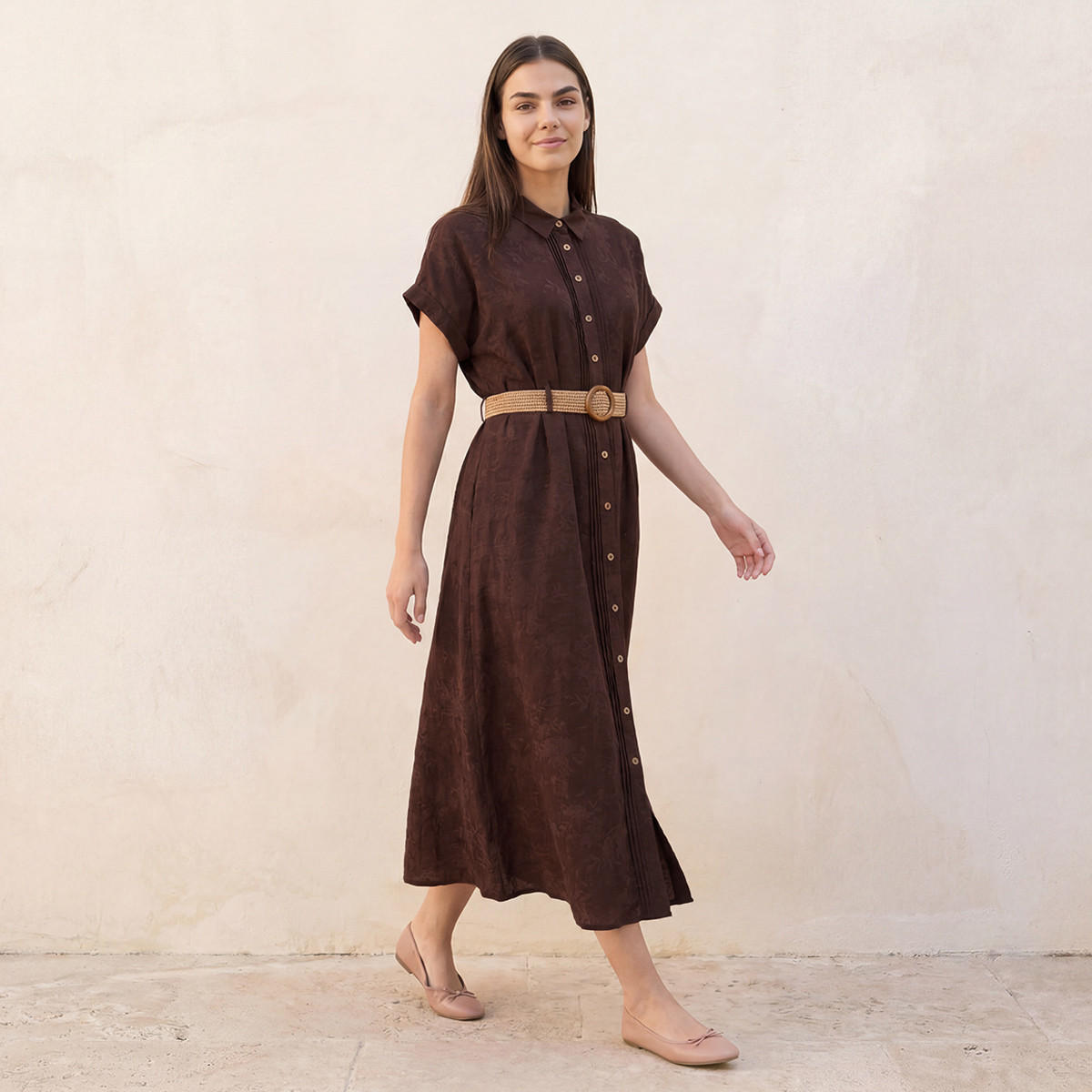 Embroidered Women Shirt Dress with Belt-women-clothing-dresses-image-3
