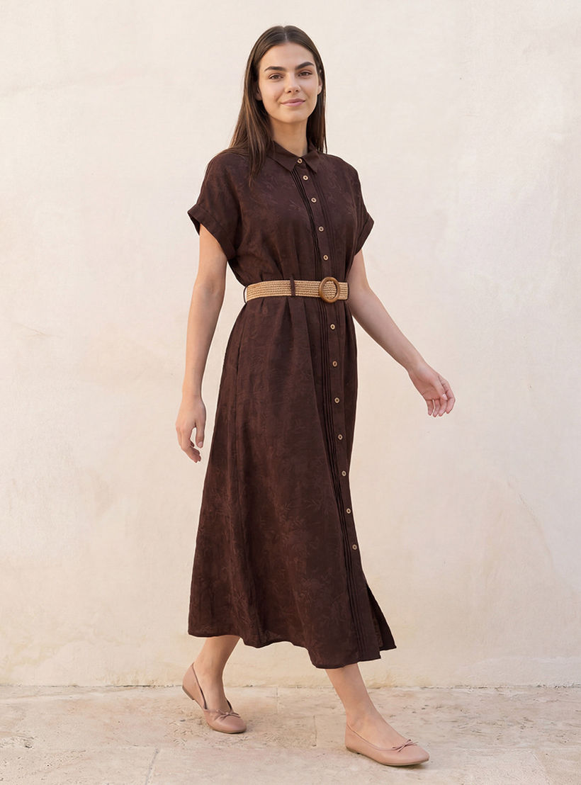 Embroidered Women Shirt Dress with Belt-women-clothing-dresses-image-3