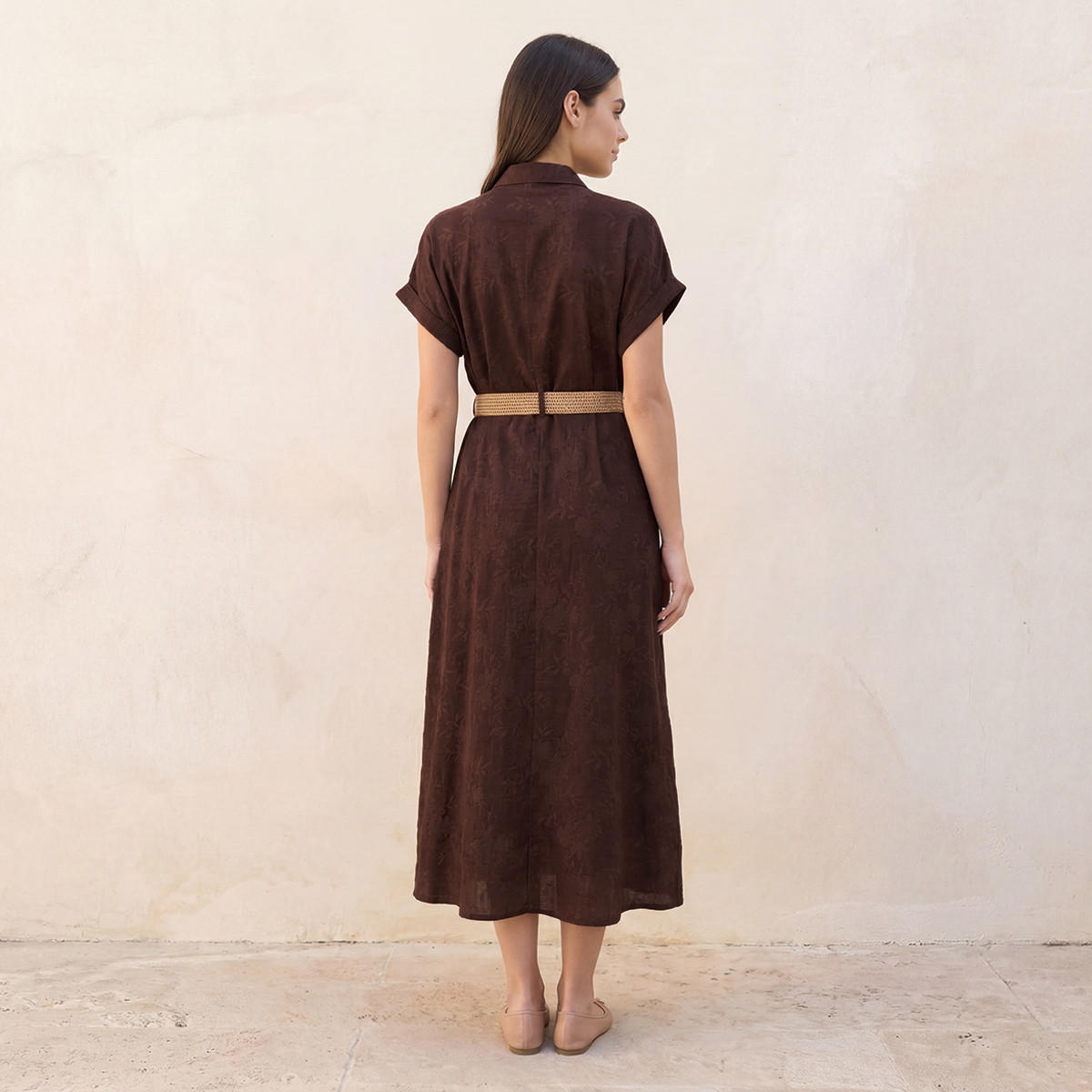 Embroidered Women Shirt Dress with Belt-women-clothing-dresses-image-4