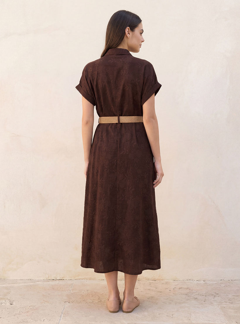 Embroidered Women Shirt Dress with Belt-women-clothing-dresses-image-4