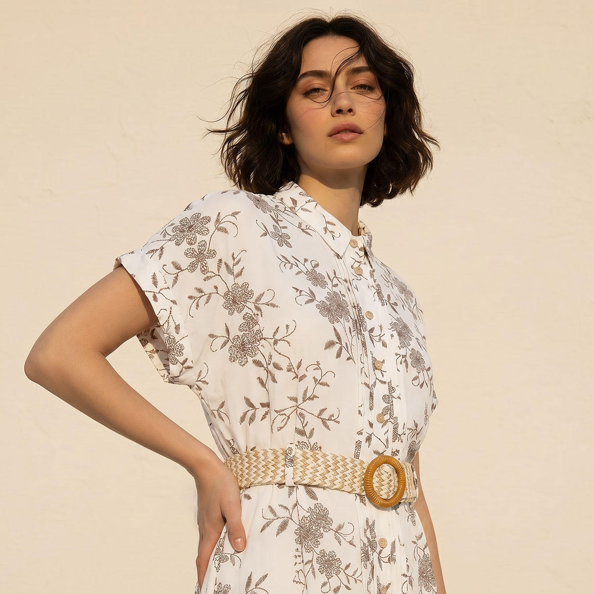 فستان قميص مطرّز بحزام للنساء-women-clothing-dresses-image-4
