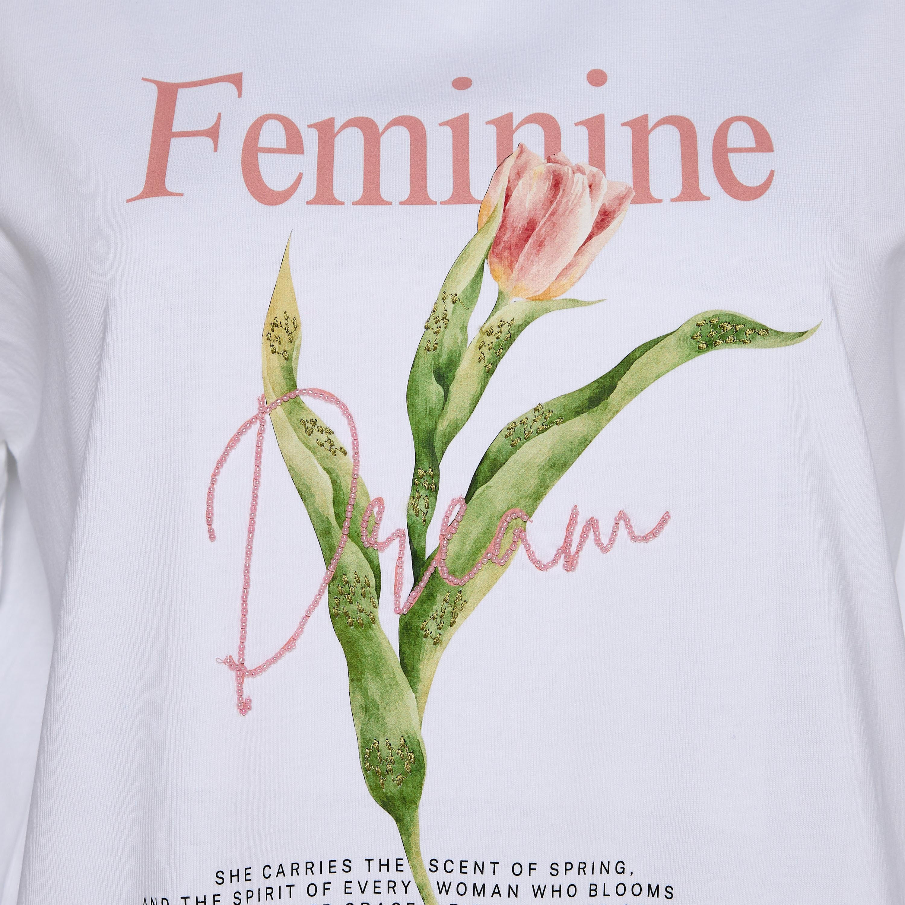 Cotton T-shirt with Floral Graphic Print-women-clothing-tshirts-image-2