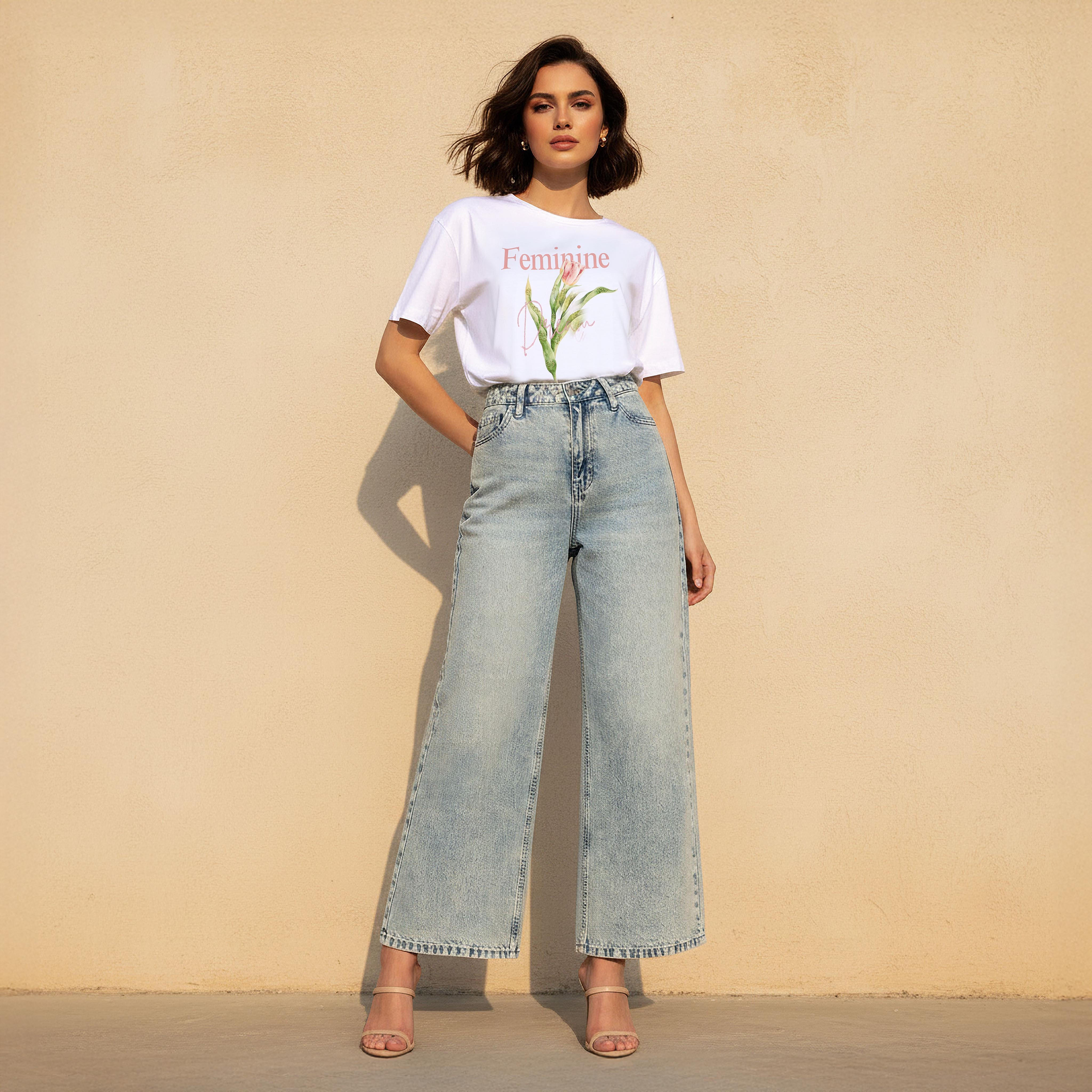 Cotton T-shirt with Floral Graphic Print-women-clothing-tshirts-image-3