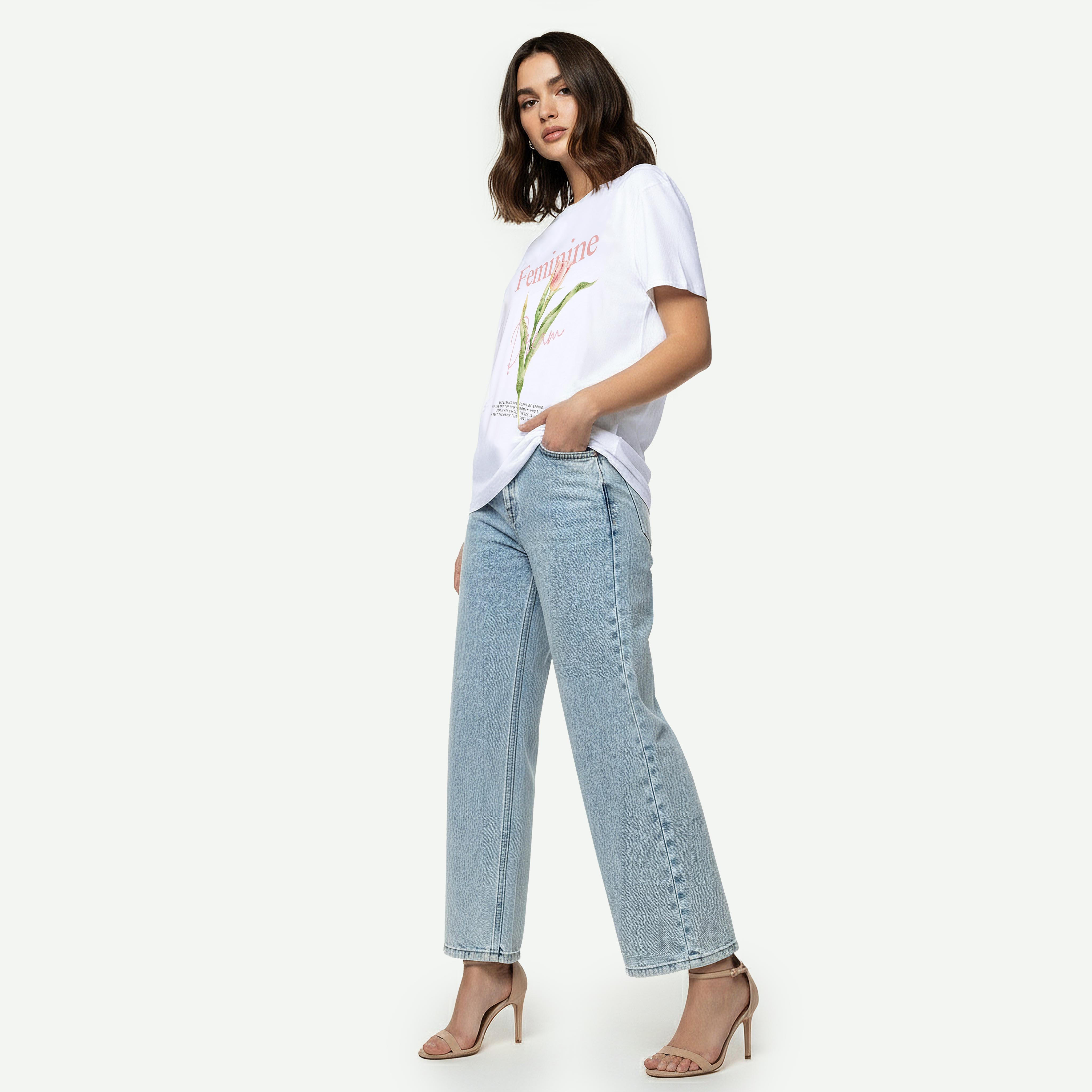 Cotton T-shirt with Floral Graphic Print-women-clothing-tshirts-image-6