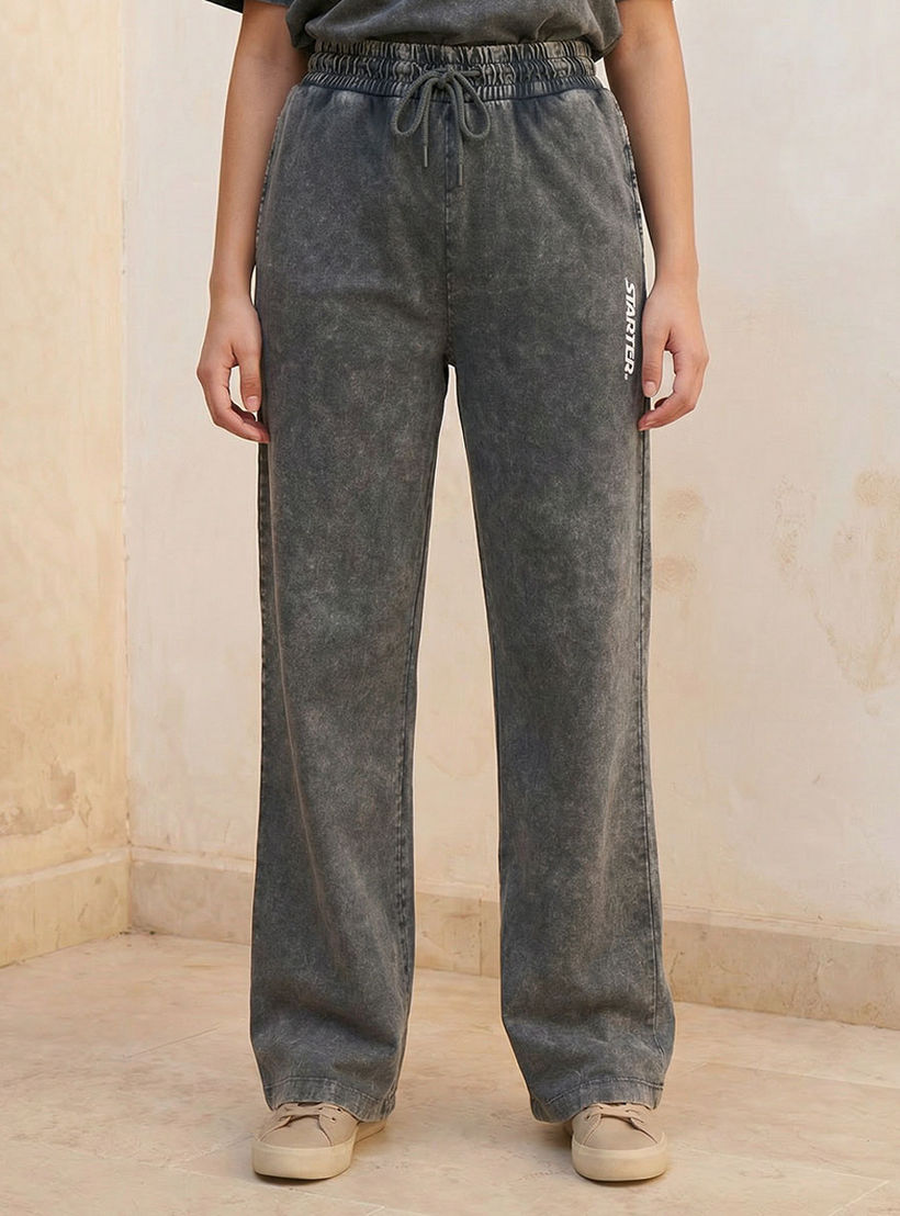 بنطلون رياضي قطن واسع الساقين بجيوب من ستارتر-women-clothing-bottoms-joggers-image-1