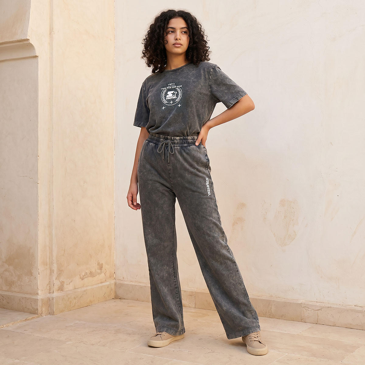 بنطلون رياضي قطن واسع الساقين بجيوب من ستارتر-women-clothing-bottoms-joggers-image-3
