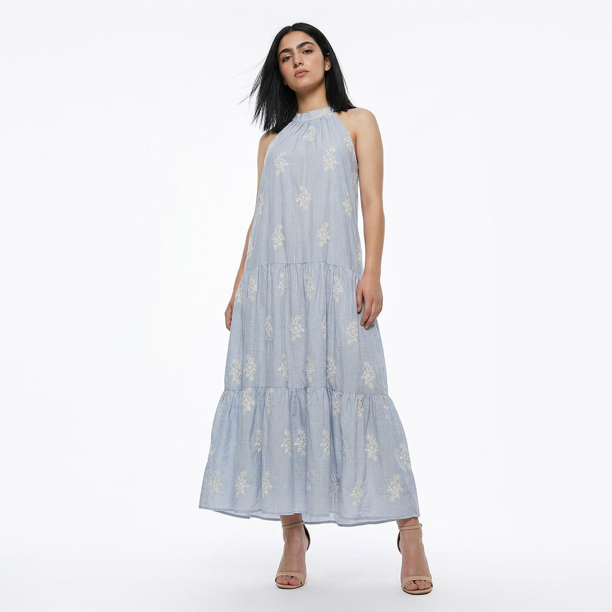 Embroidered A-line Women Dress with Tie-Ups-women-clothing-dresses-image-3