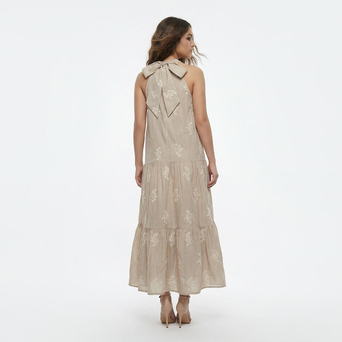 Embroidered A-line Women Dress with Tie-Ups-women-clothing-dresses-image-4