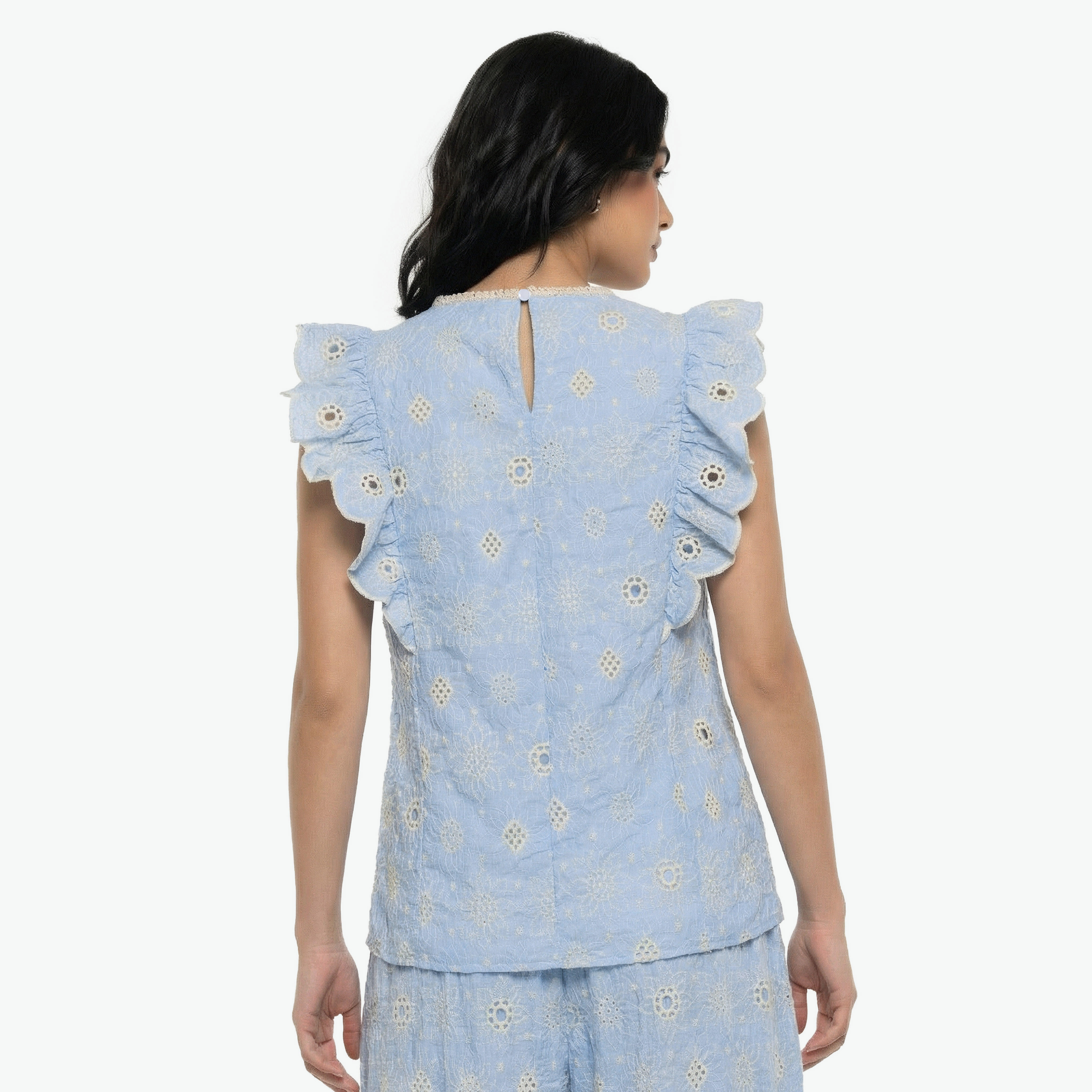 بلوزة شيفلي مطرّزة بتفاصيل كشكش-women-clothing-coordsets-image-4