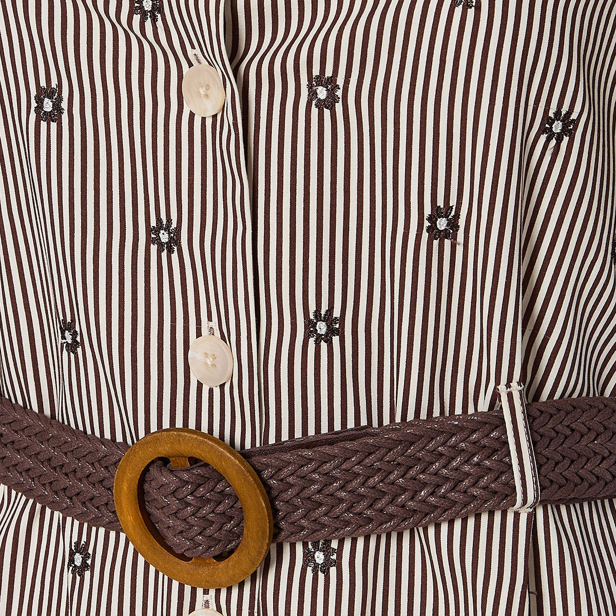 Striped Women Shirt Dress with Belt Cotton-women-clothing-dresses-image-2