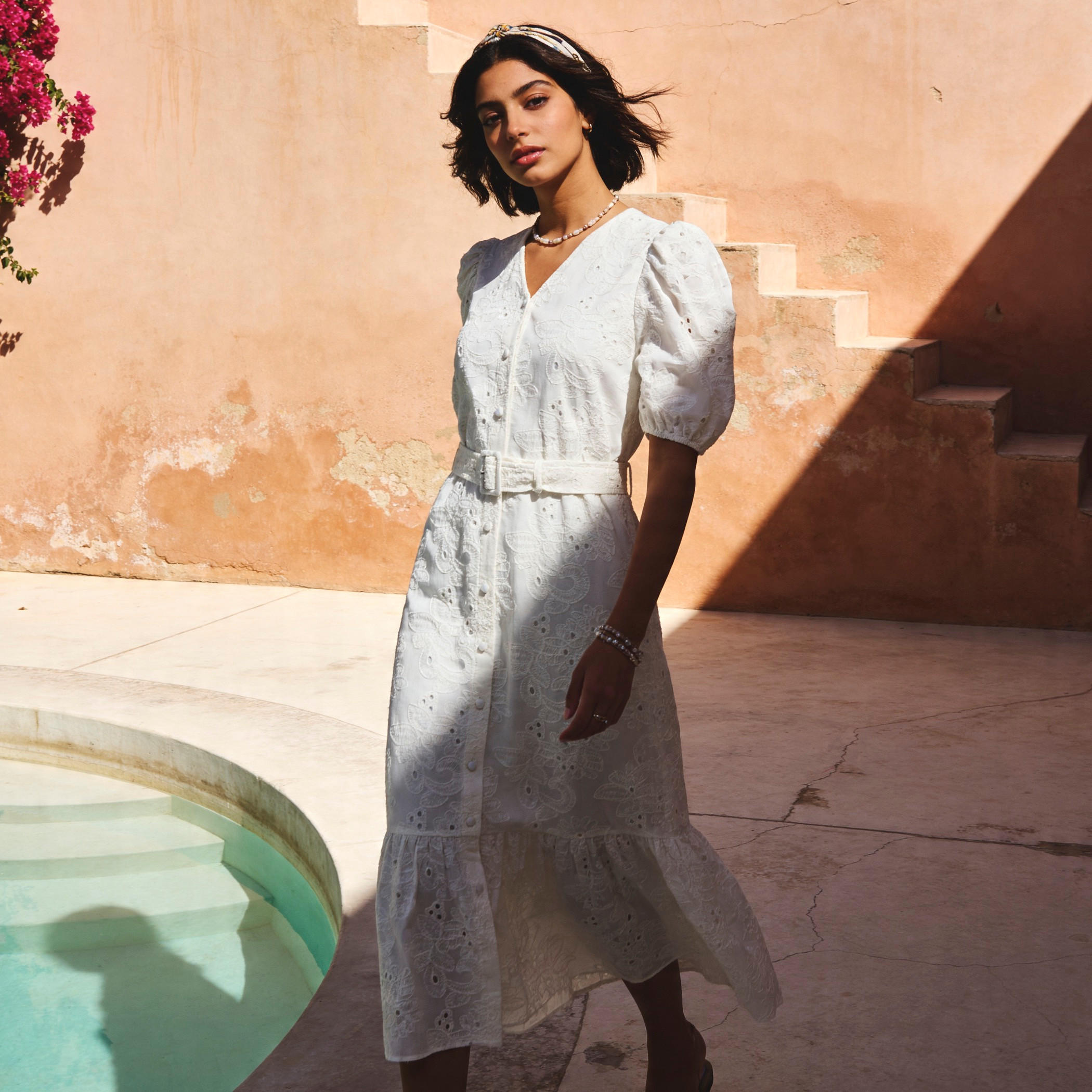 فستان ميدي قطن بطبقات وتطريز شيفلي مع حزام-women-clothing-dresses-image-1