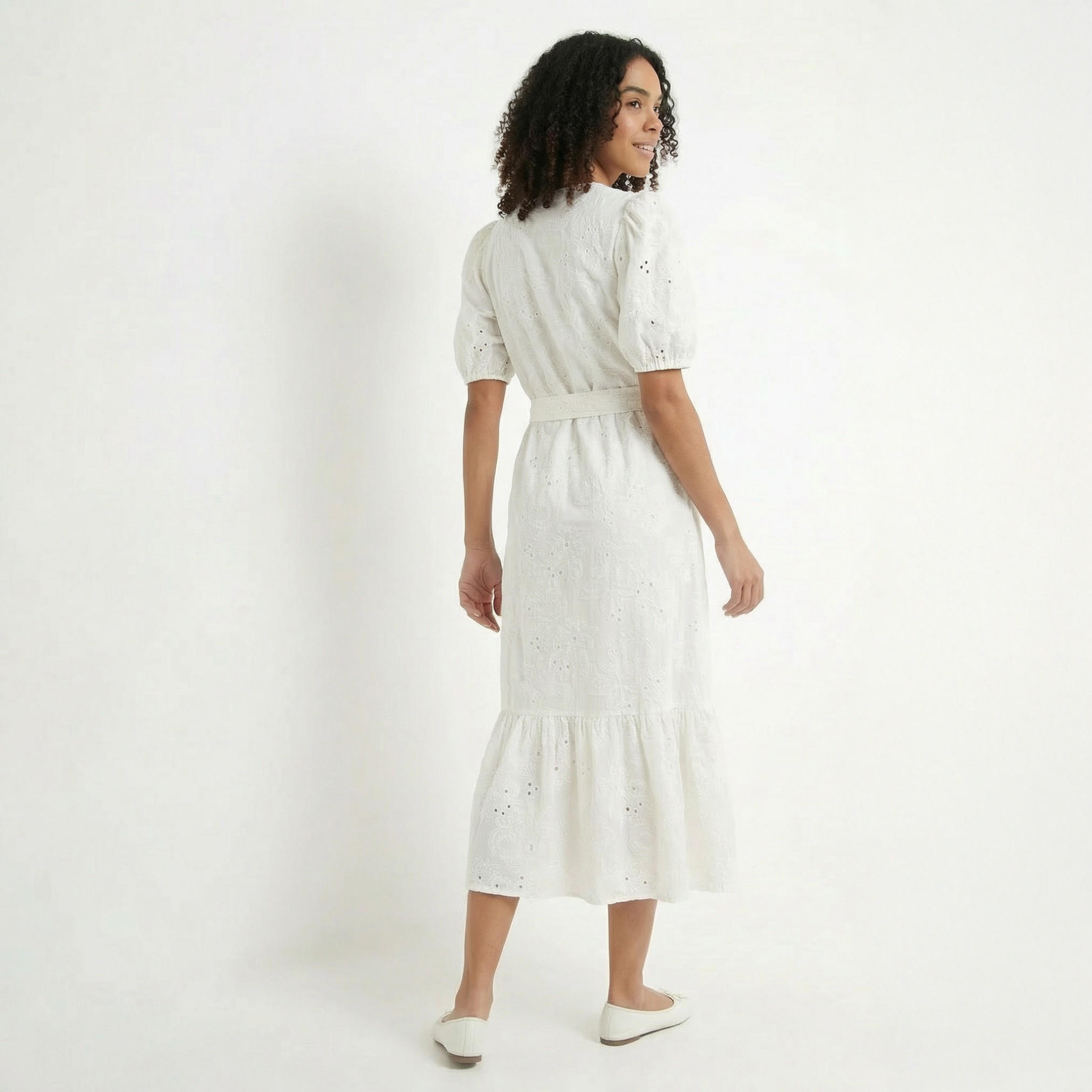 فستان ميدي قطن بطبقات وتطريز شيفلي مع حزام-women-clothing-dresses-image-4