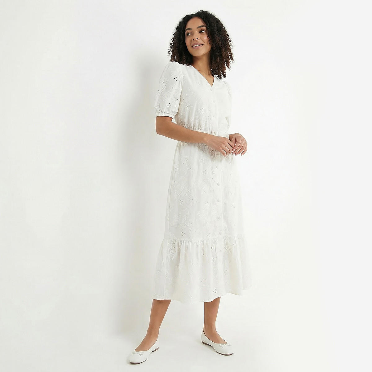 فستان ميدي قطن بطبقات وتطريز شيفلي مع حزام-women-clothing-dresses-image-5