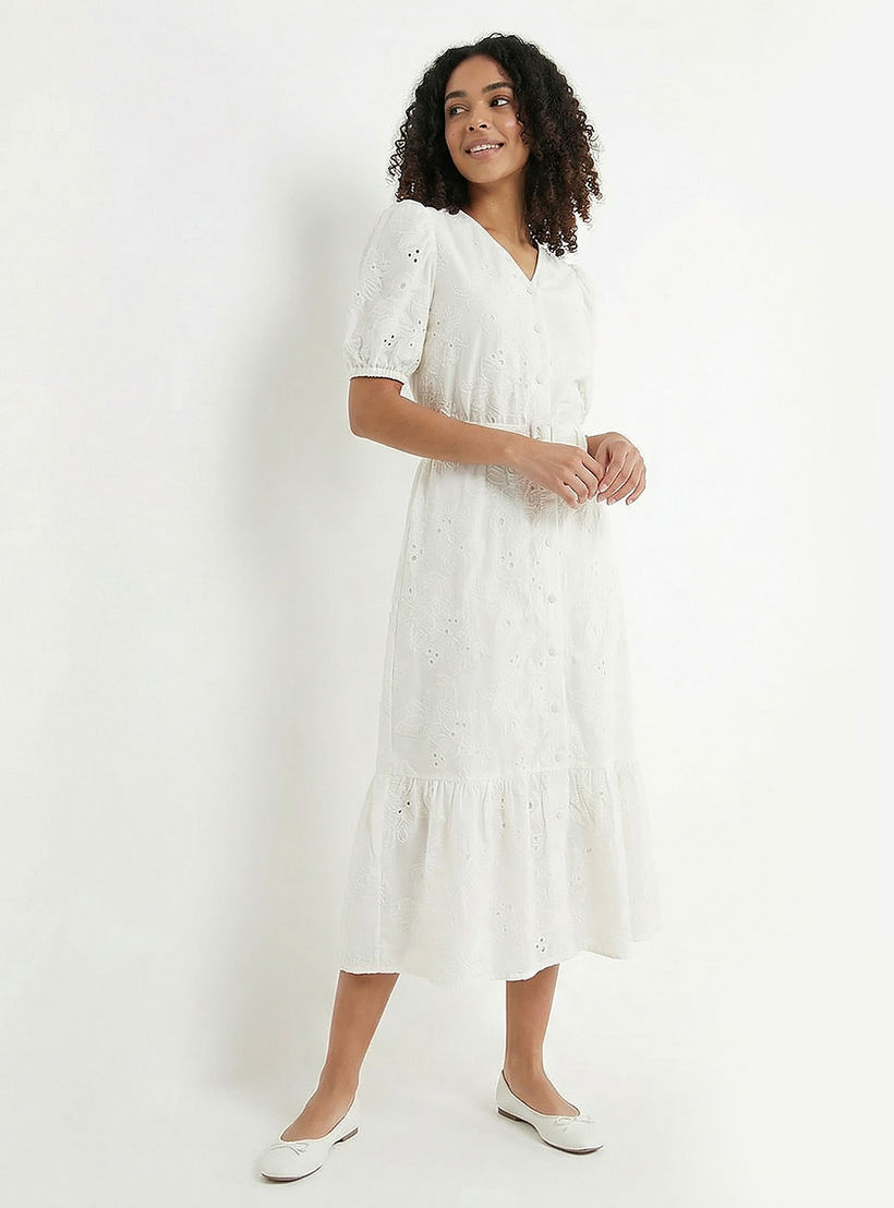فستان ميدي قطن بطبقات وتطريز شيفلي مع حزام-women-clothing-dresses-image-5