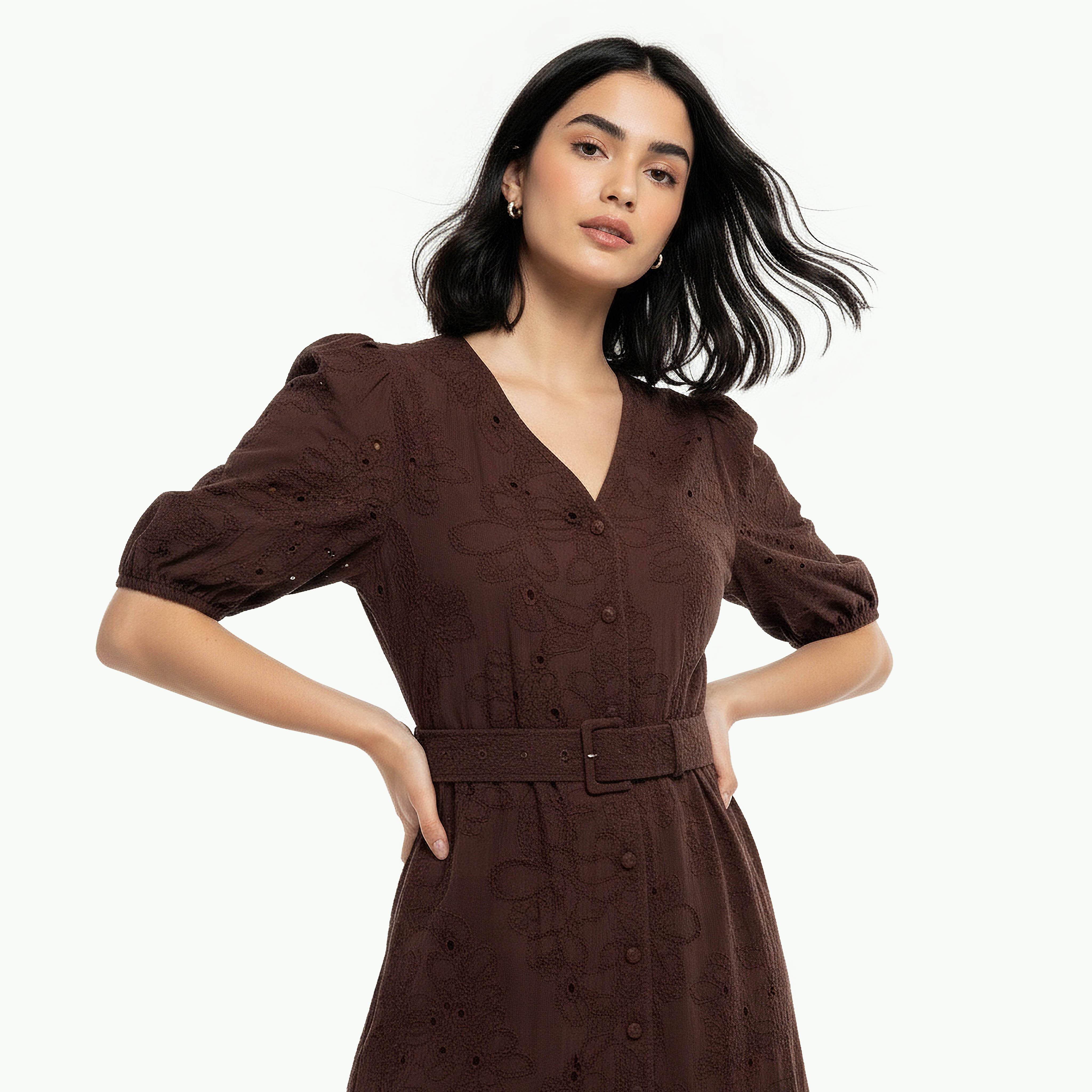 فستان ميدي قطن بطبقات وتطريز شيفلي مع حزام-women-clothing-dresses-image-5