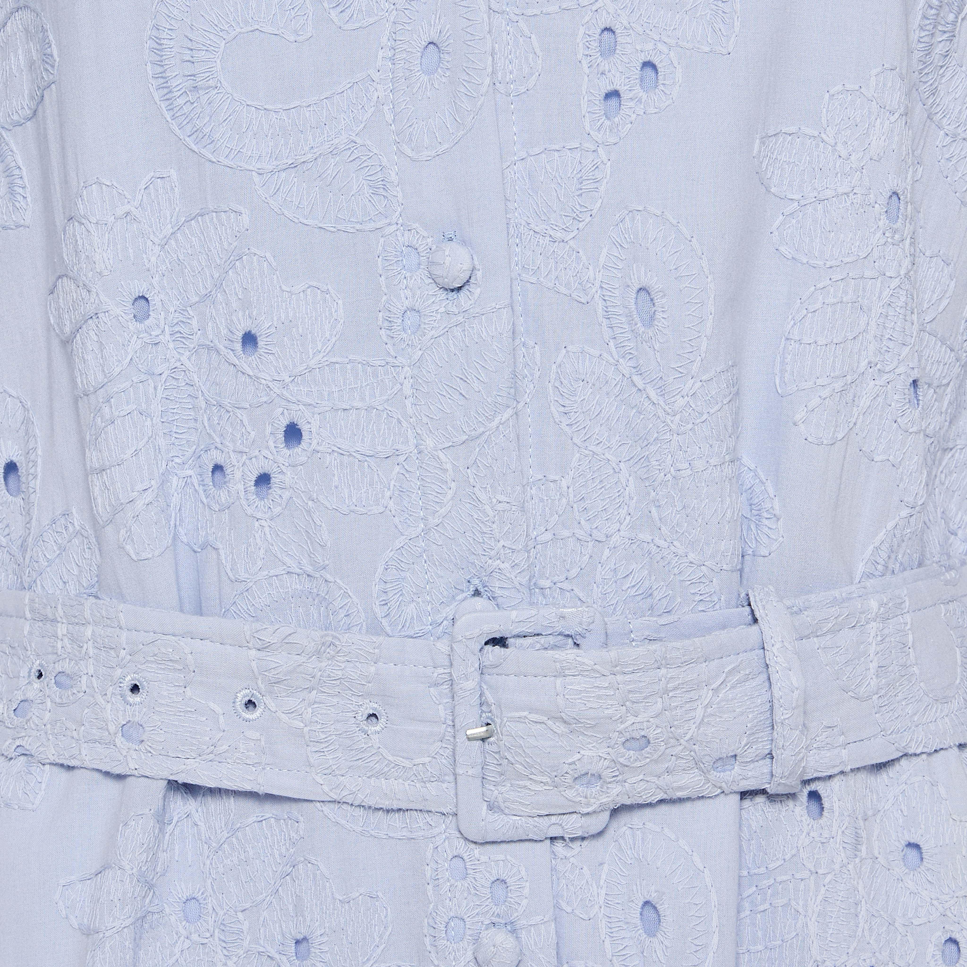 Tiered Midi Cotton Schiffli Embroidered Dress with Belt-women-clothing-dresses-image-2