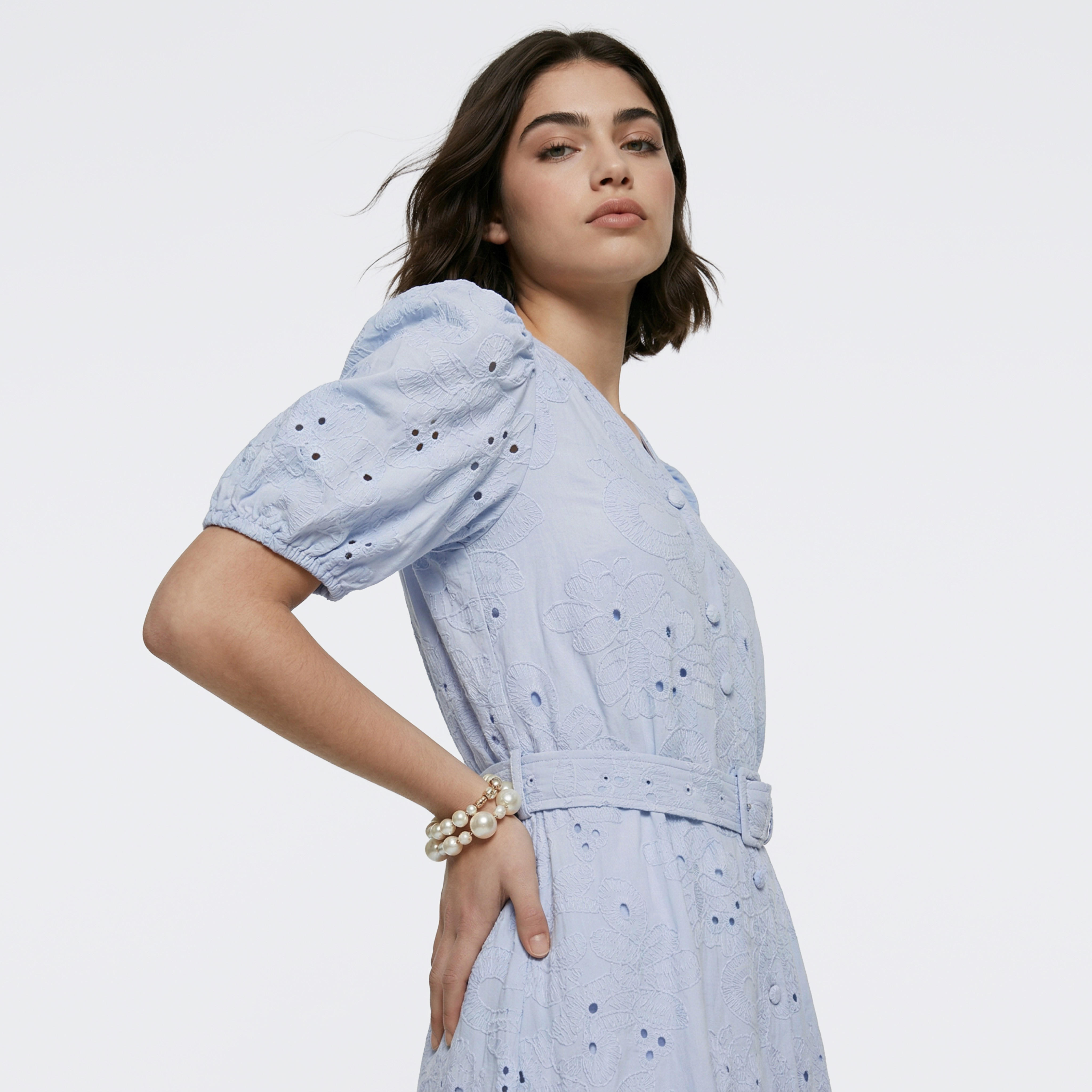 فستان ميدي قطن بطبقات وتطريز شيفلي مع حزام-women-clothing-dresses-image-5