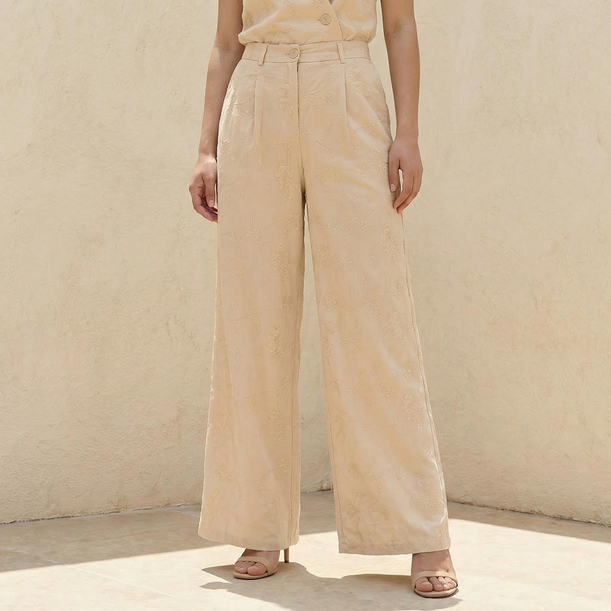 Mid-Rise Embroidered Wide Leg Pants-women-clothing-bottoms-trousers-image-1
