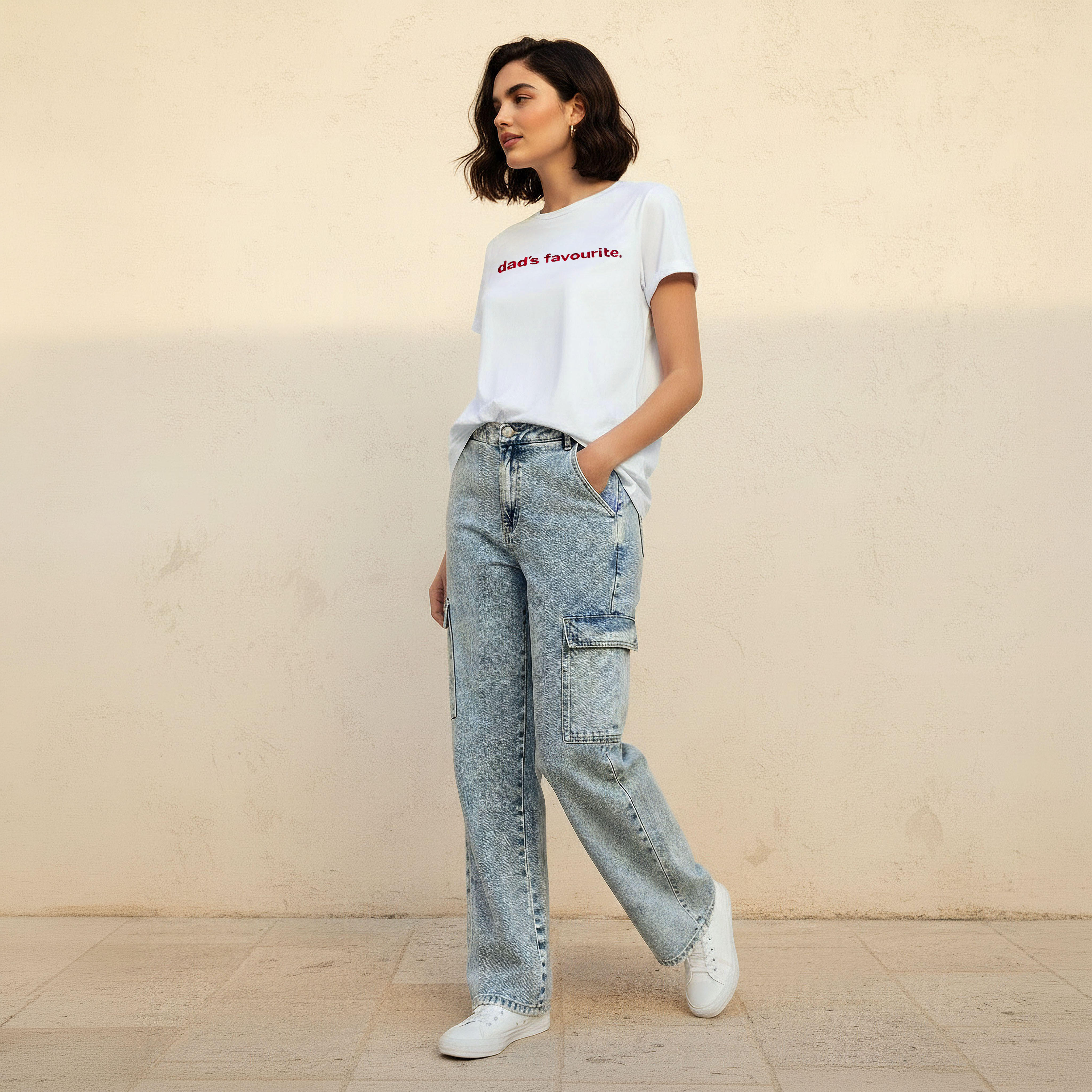 Cotton T-shirt with Slogan Embroidery-women-clothing-tshirts-image-3