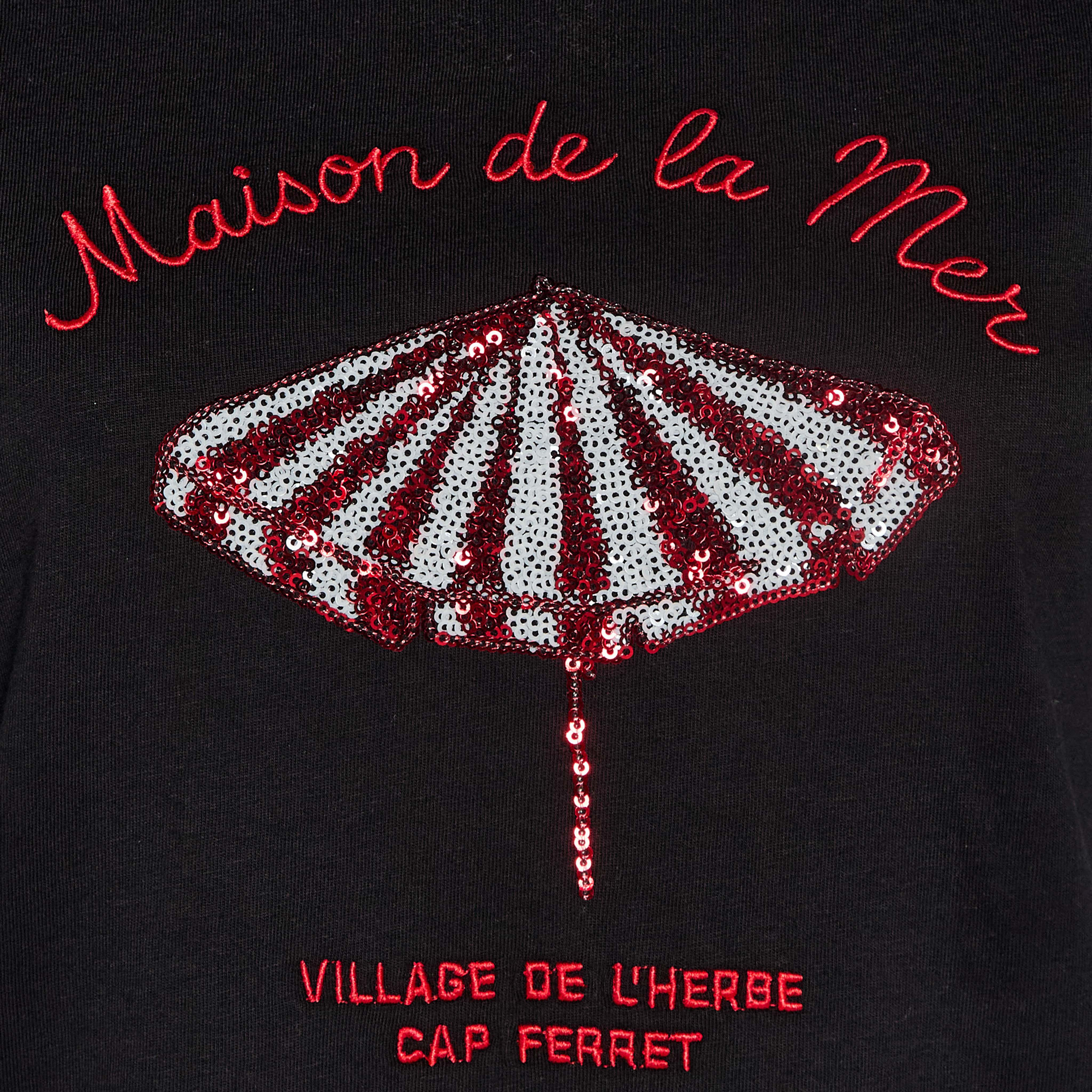 Cotton T-shirt with Slogan Embroidery-women-clothing-tshirts-image-2