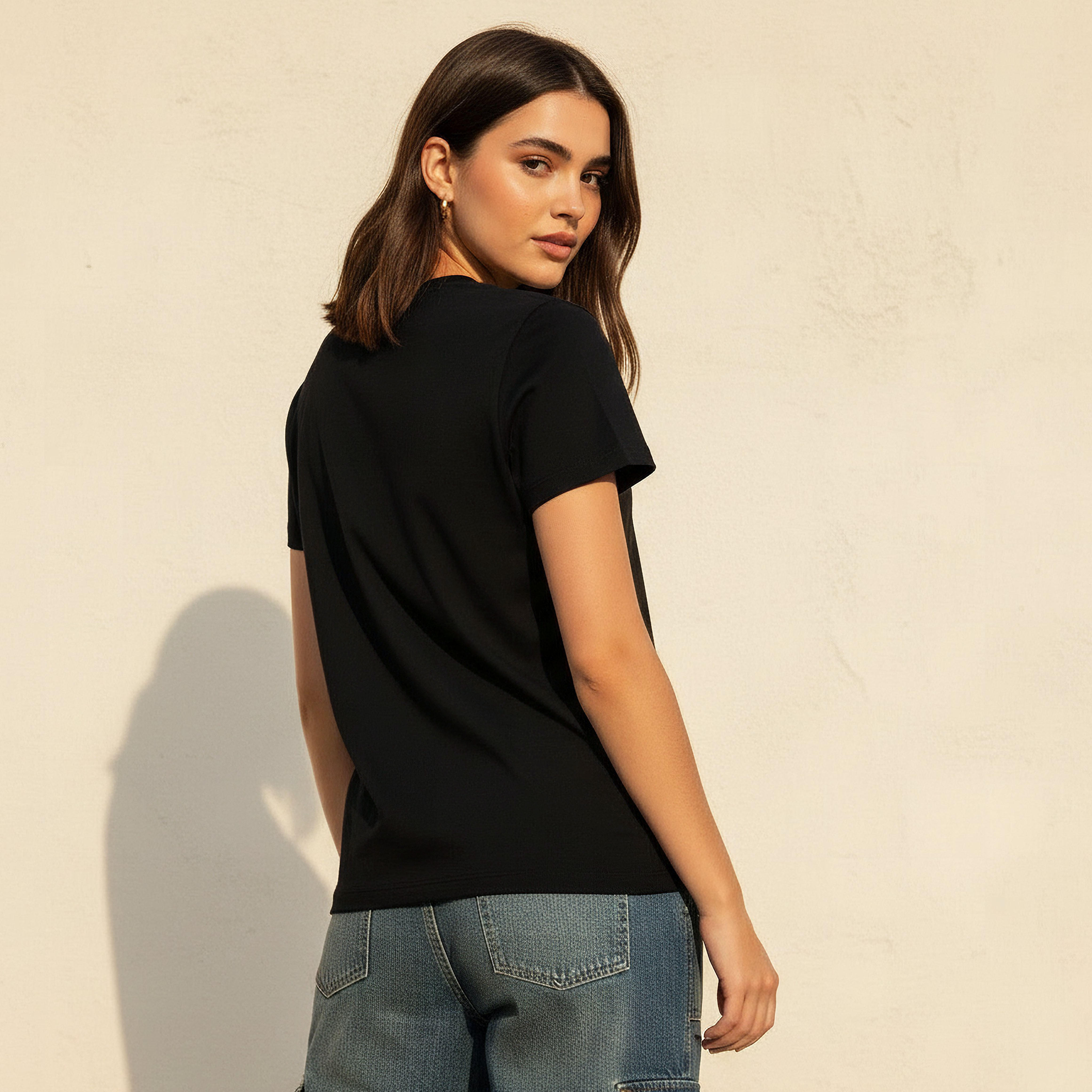 Cotton T-shirt with Slogan Embroidery-women-clothing-tshirts-image-4