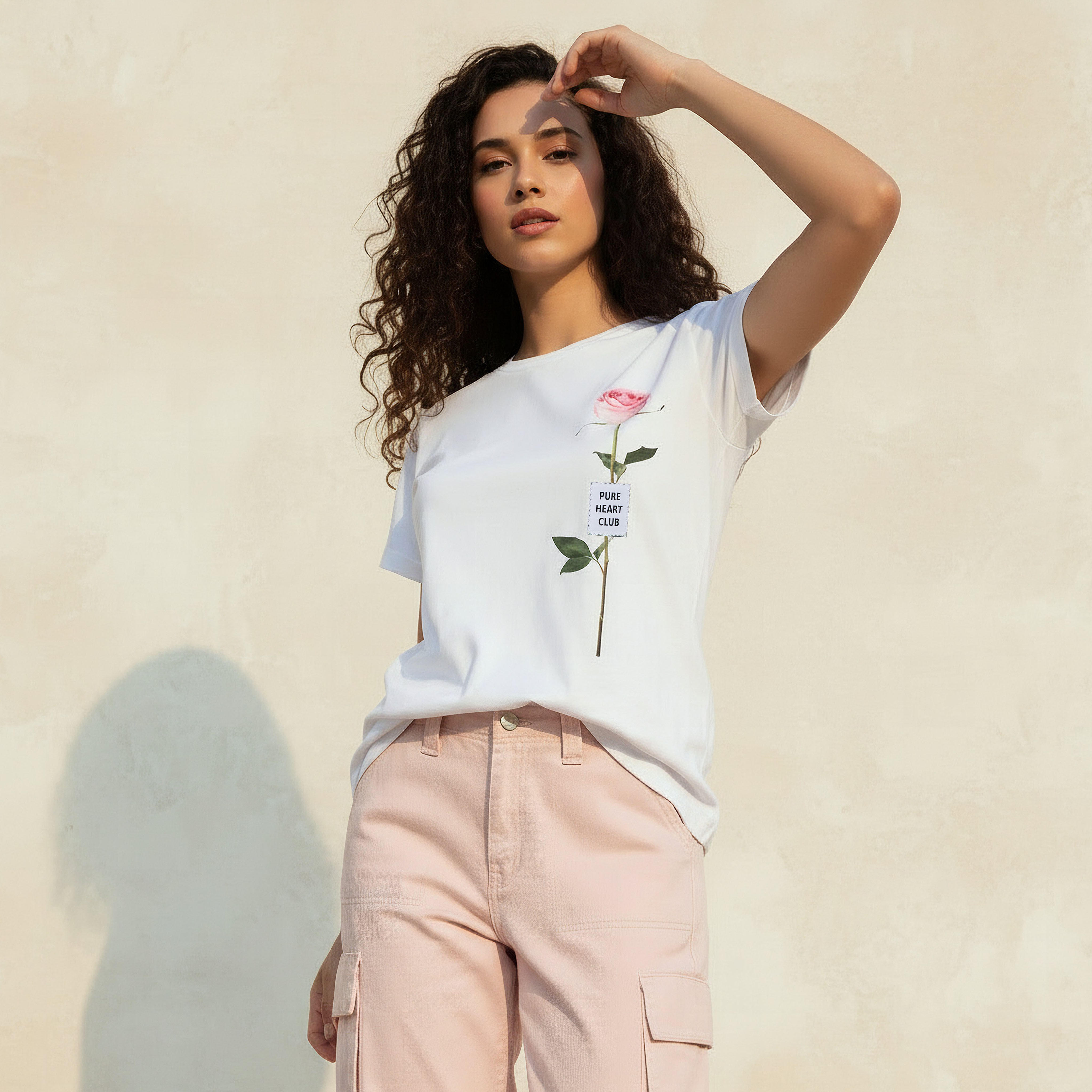 Cotton T-shirt with Graphic Print-women-clothing-tshirts-image-1