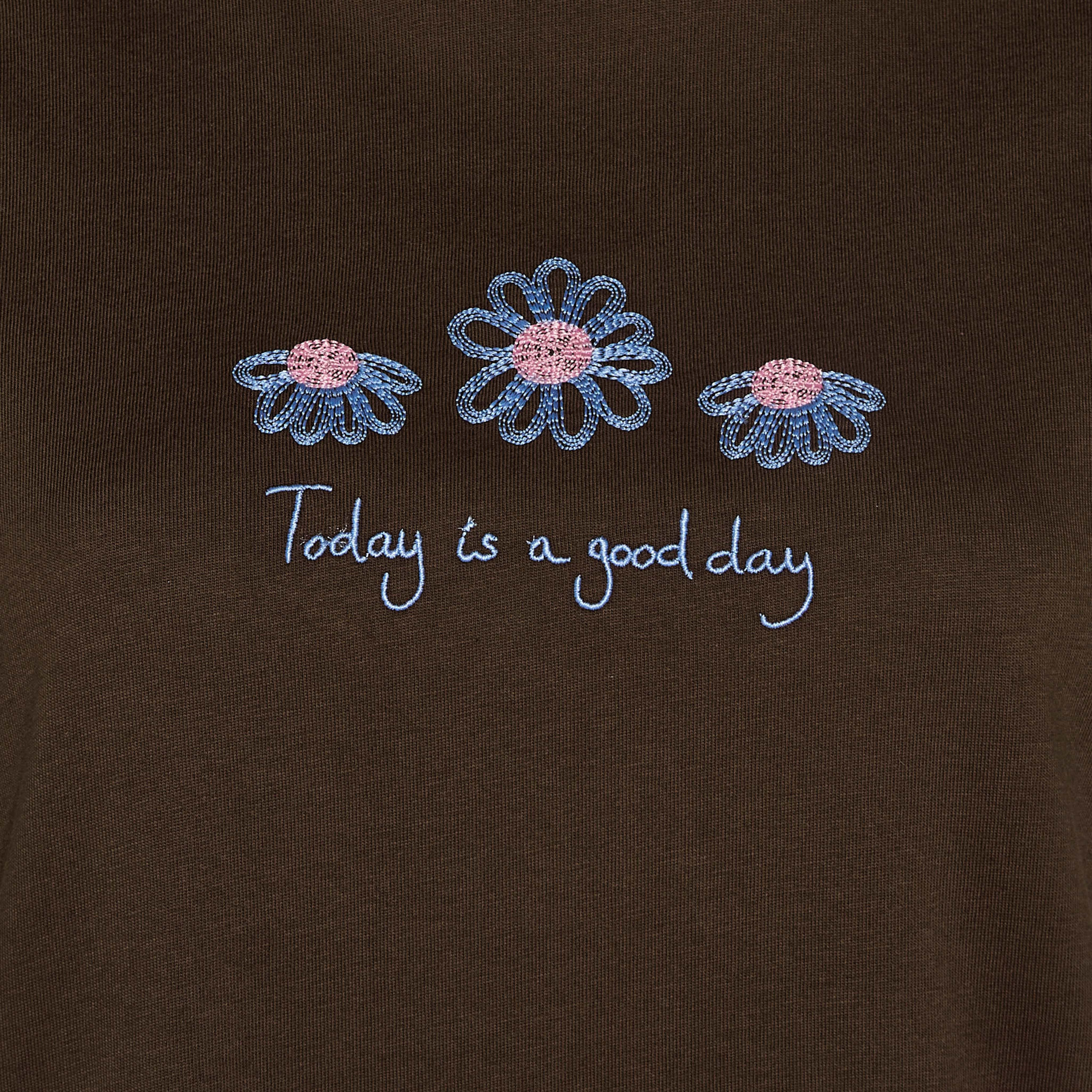 Cotton T-shirt with Slogan Embroidery-women-clothing-tshirts-image-2