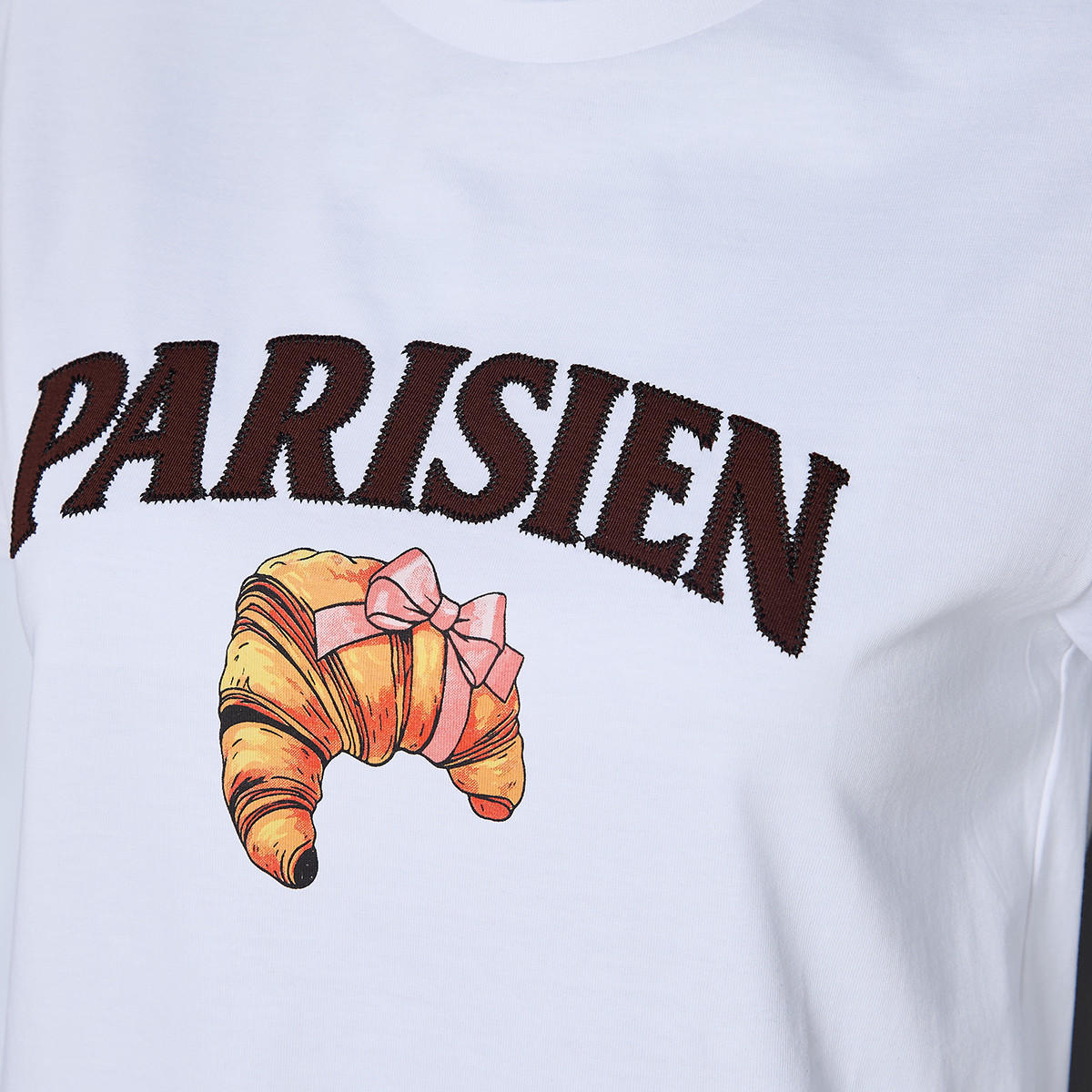 Cotton T-shirt with Typographic Embroidery-women-clothing-tshirts-image-2