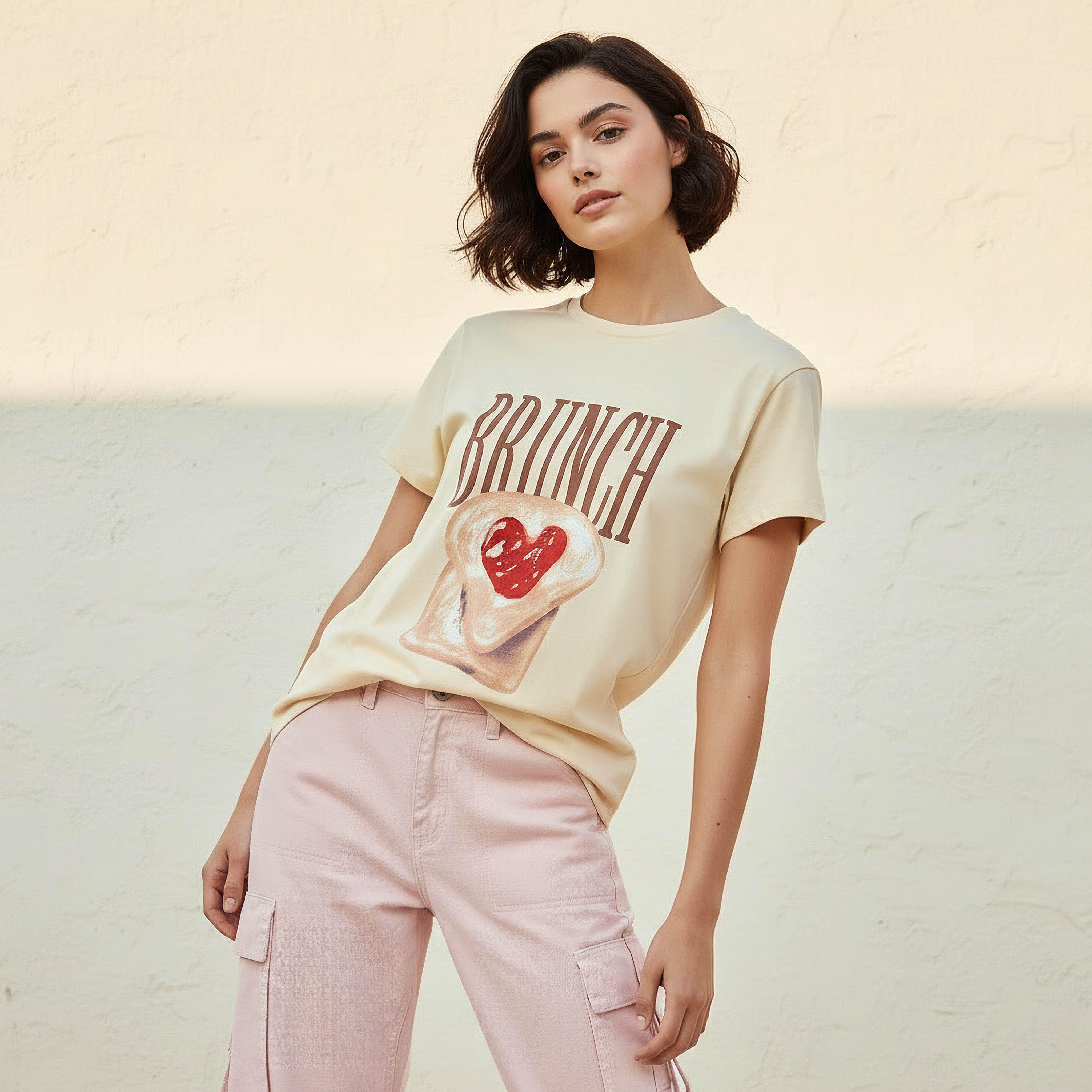Cotton T-shirt with Typographic Embroidery-women-clothing-tshirts-image-1