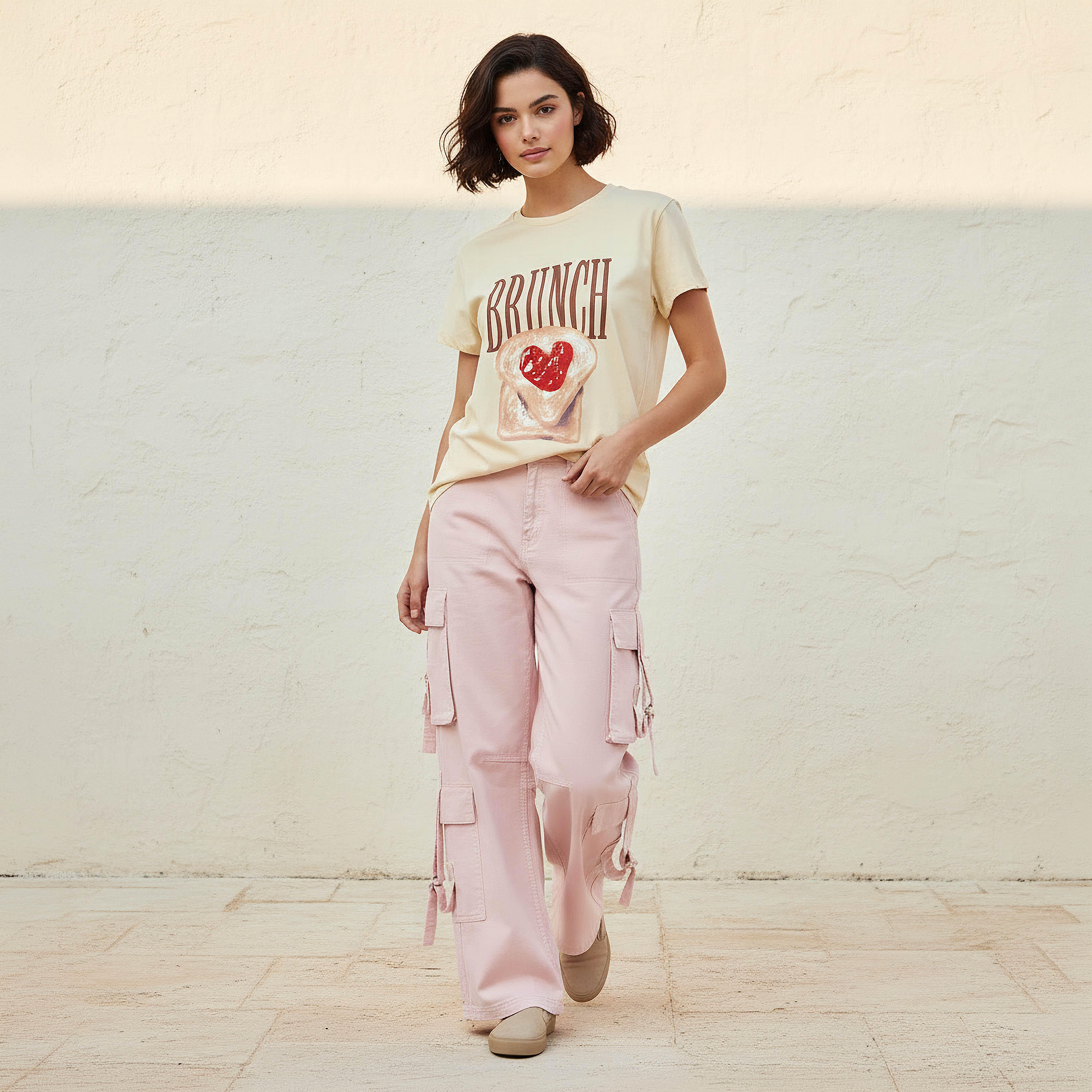 Cotton T-shirt with Typographic Embroidery-women-clothing-tshirts-image-3
