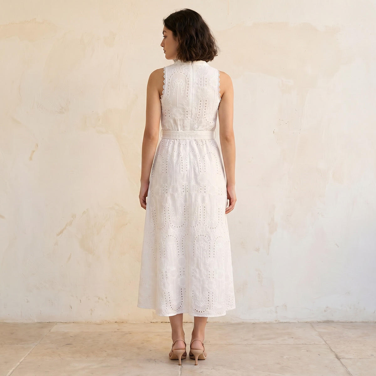 Splash Youth Schiffli Embroidered A-Line Cotton Dress with Lace Inserts-women-clothing-dresses-image-4