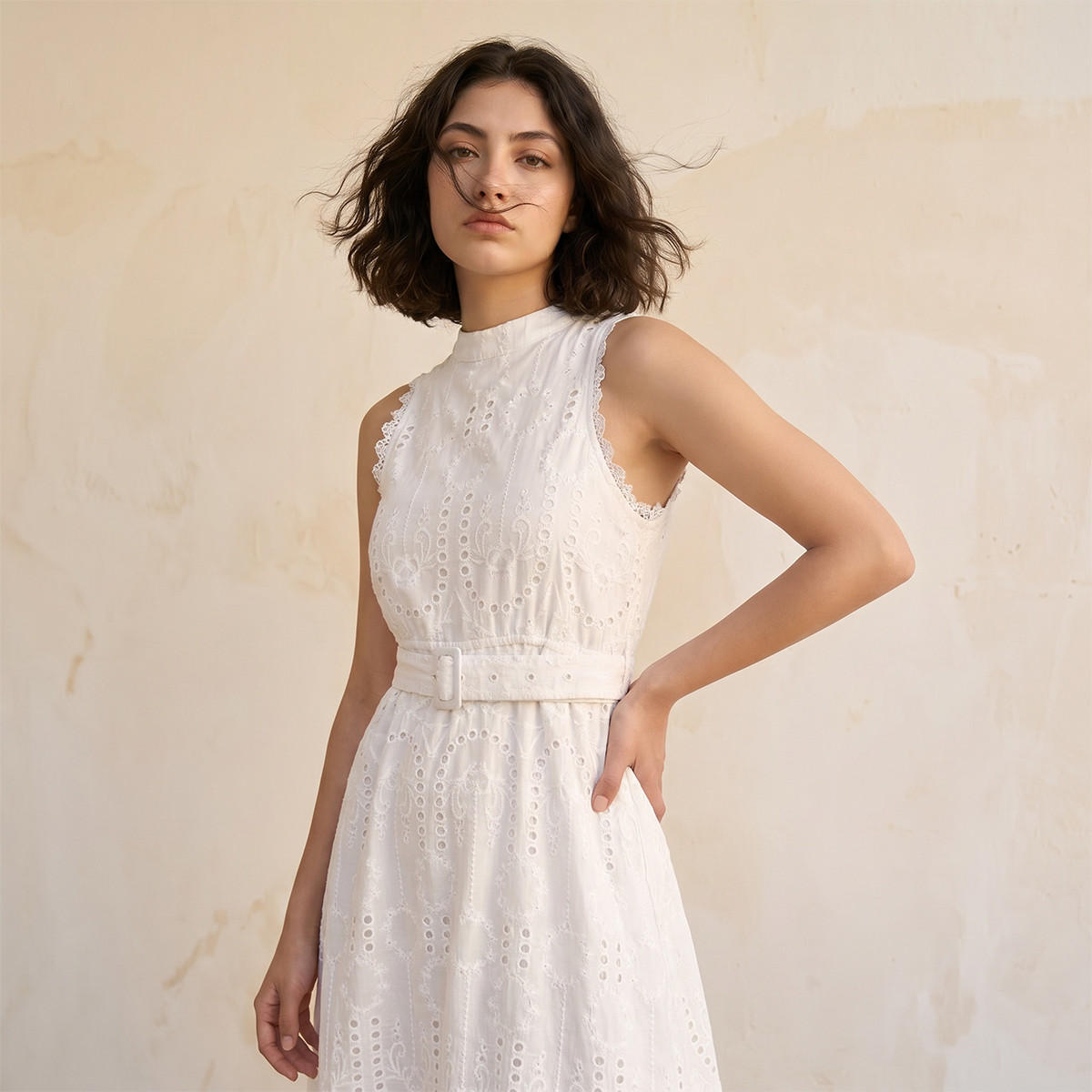 Splash Youth Schiffli Embroidered A-Line Cotton Dress with Lace Inserts-women-clothing-dresses-image-5