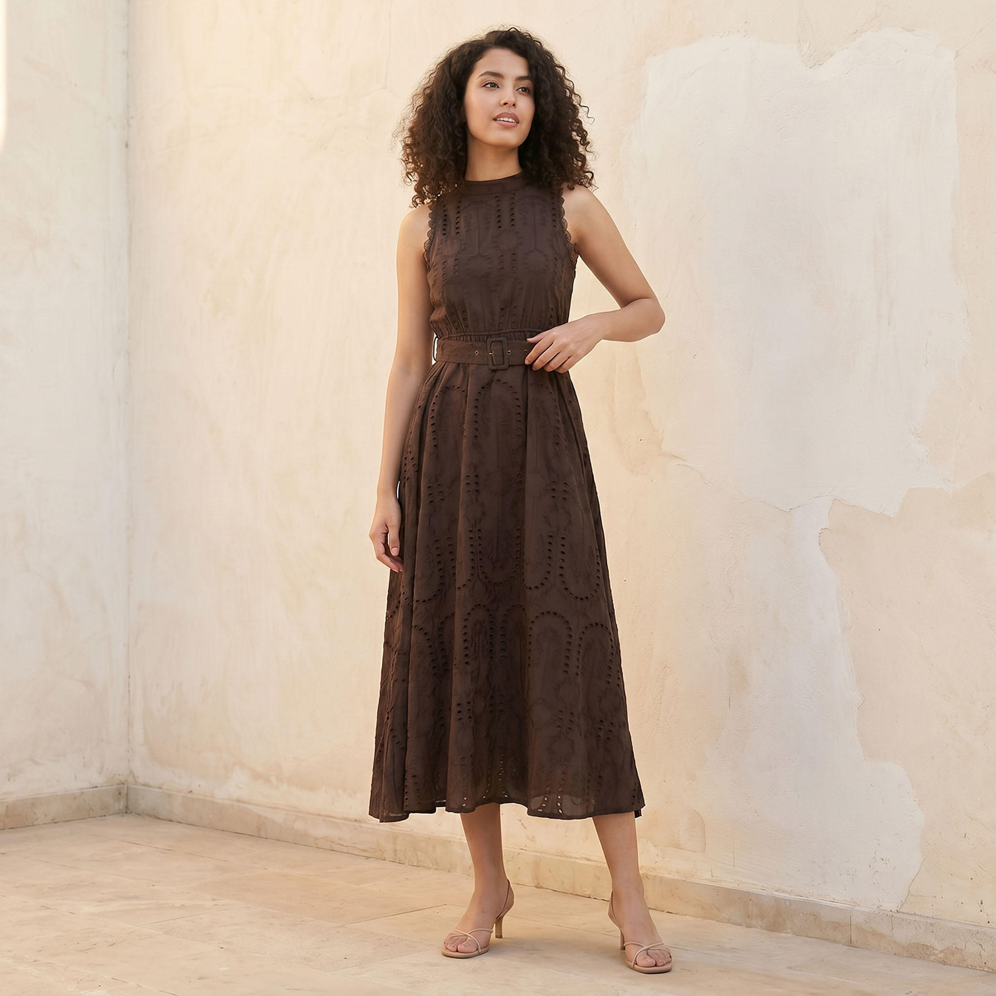 فستان إيه لاين قطن مطرز بتصميم شيفلي ودواخل دانتيل من سبلاش يوث-women-clothing-dresses-image-1