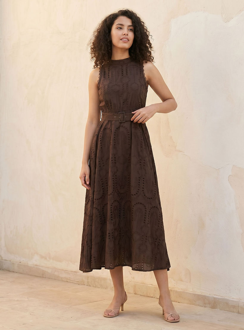 فستان إيه لاين قطن مطرز بتصميم شيفلي ودواخل دانتيل من سبلاش يوث-women-clothing-dresses-image-1