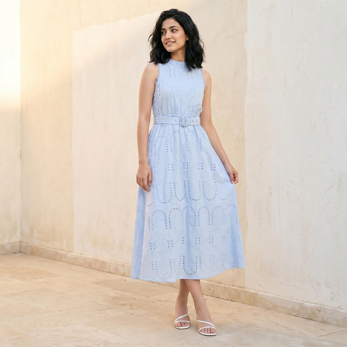 فستان إيه لاين قطن مطرز بتصميم شيفلي ودواخل دانتيل من سبلاش يوث-women-clothing-dresses-image-3