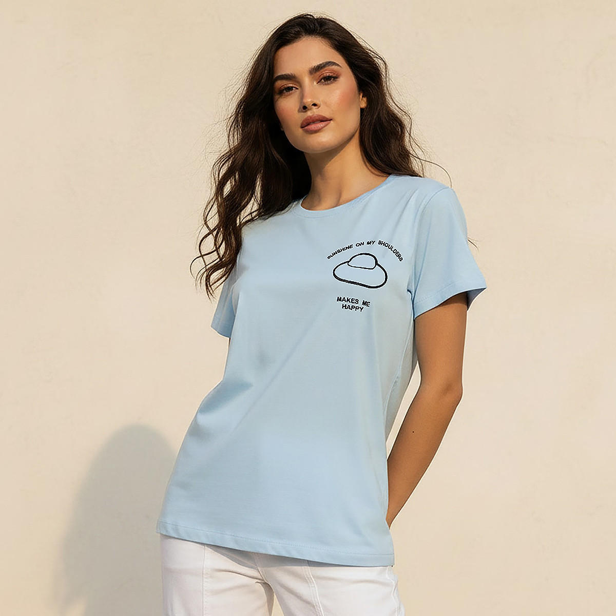 Cotton T-shirt with Embroidery-women-clothing-tshirts-image-1