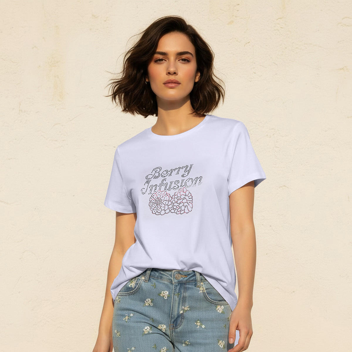 Cotton T-shirt with Embellishment-women-clothing-tshirts-image-1