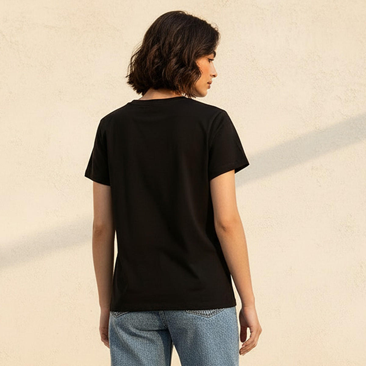 Cotton T-shirt with Slogan Print-women-clothing-tshirts-image-4