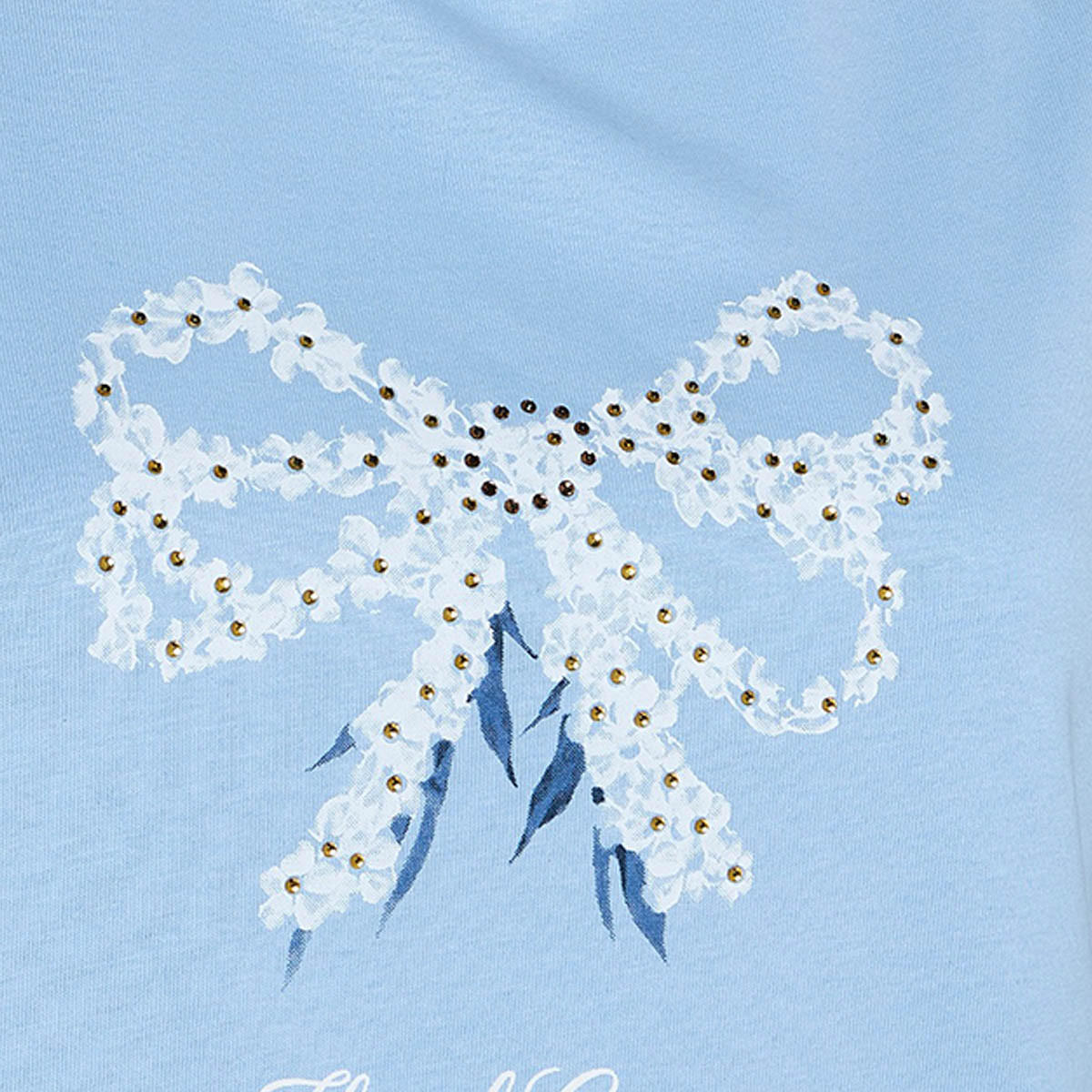 Cotton T-shirt with Floral Bow Print-women-clothing-tshirts-image-2